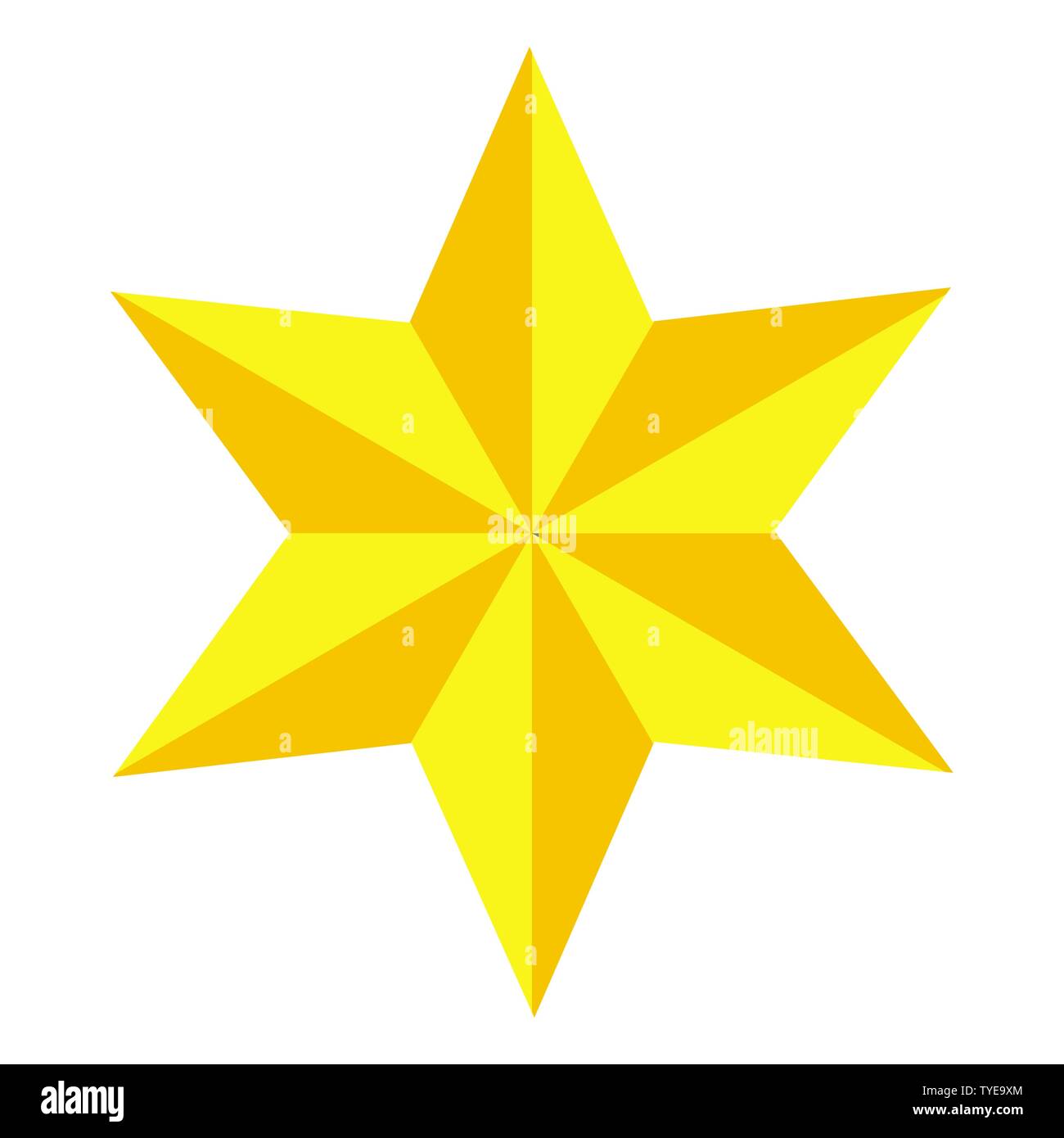 Jewish Star of David. Golden six-pointed star. Gold Magen David. icon. Stock Vector