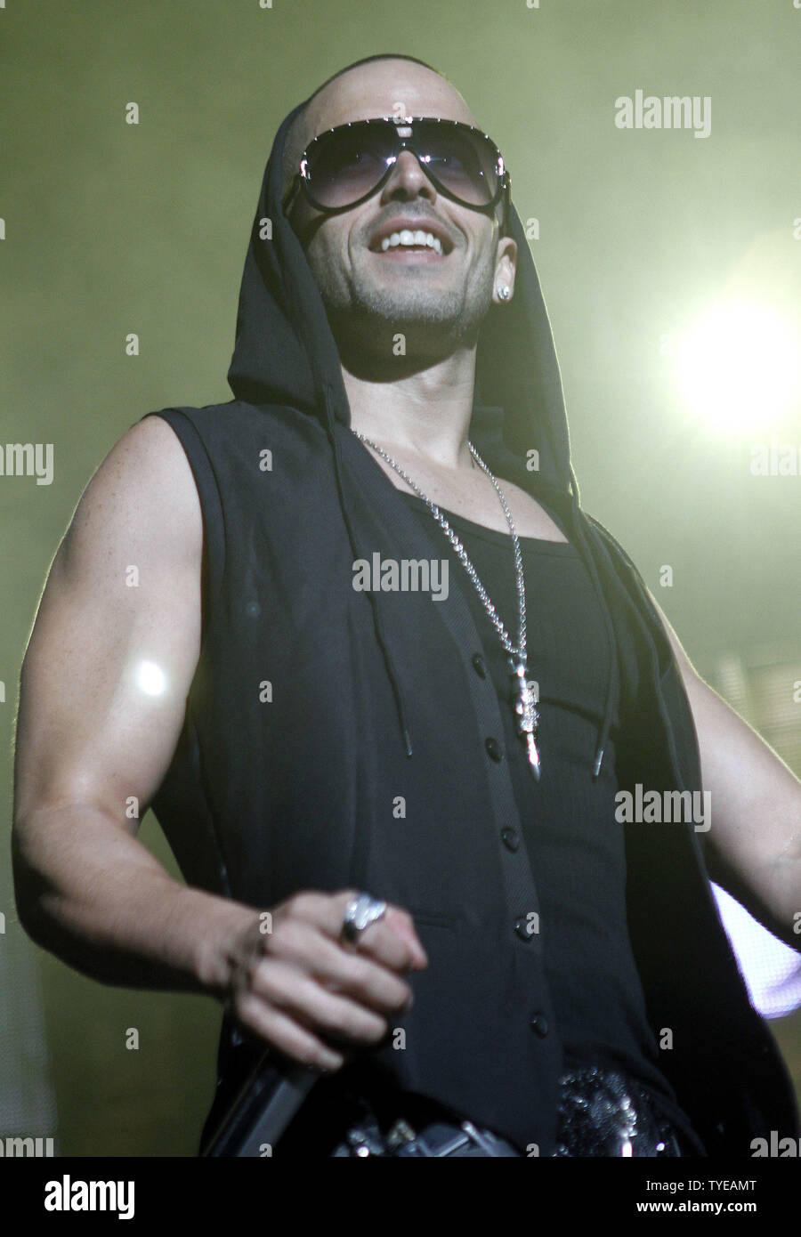 Yandel with the latin reggaeton group Wisin Y Yandel performs in concert at the American Airlines Arena in Miami on June 3, 2011.  UPI/Michael Bush Stock Photo