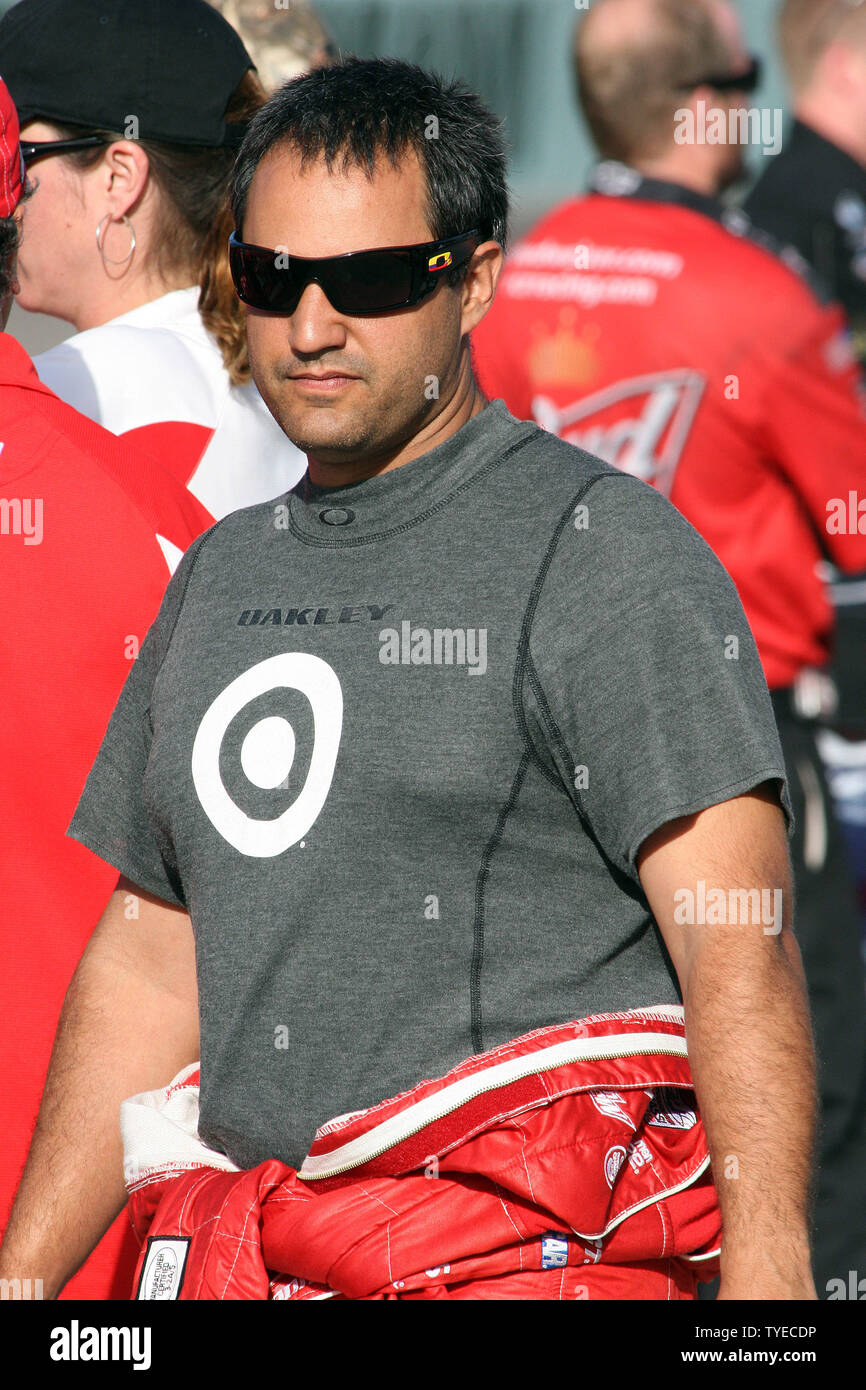 Juan Pablo Montoya walks down pit road prior to his qualifying run for the Ford 400 at Homestead-Miami Speedway in Homestead, Florida on November 19, 2011.  UPI/Chad Cameron Stock Photo