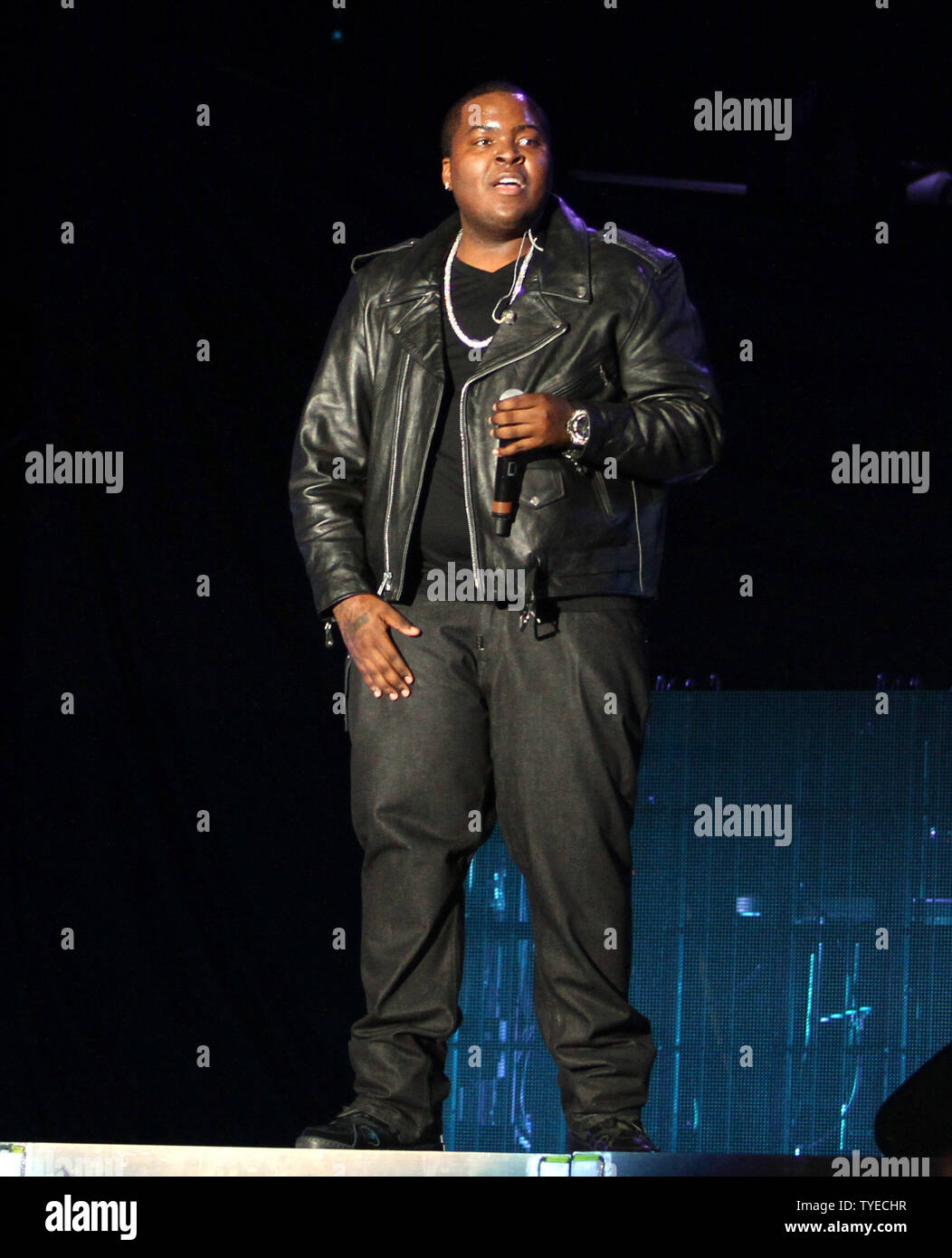 Sean Kingston performs in concert at Sun Life stadium in Miami on November 23, 2011.  UPI/ Michael Bush Stock Photo