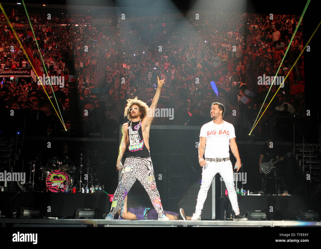 LMFAO performs in concert at the American Airlines Arena in Miami on June 22, 2012. UPI/Michael Bush Stock Photo