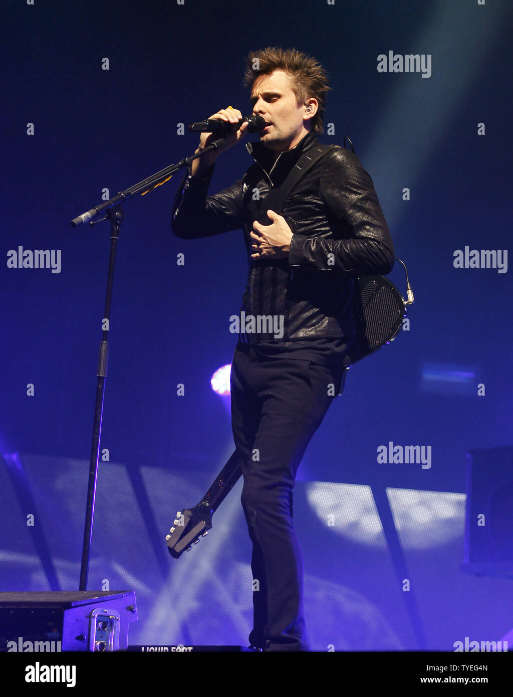 Matthew Bellamy with Muse performs in concert at the BB & T Center in Sunrise, Florida on February 22, 2013.  UPI/Michael Bush Stock Photo