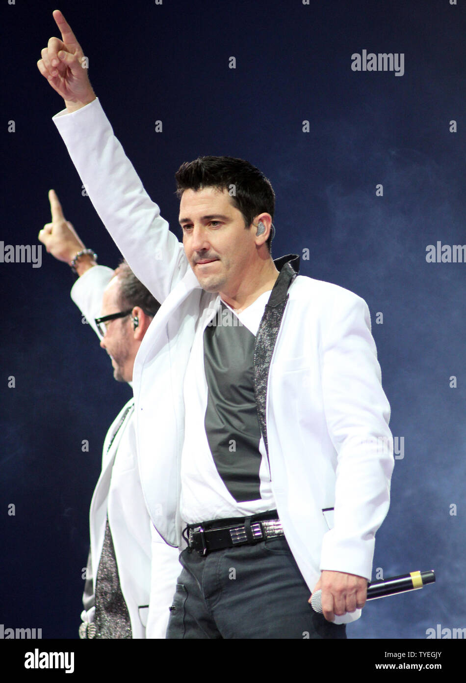 Jonathan Knight with New Kids on the Block performs in concert at the BB & T Center in Sunrise, Florida on June 22, 2013.  UPI/Michael Bush Stock Photo