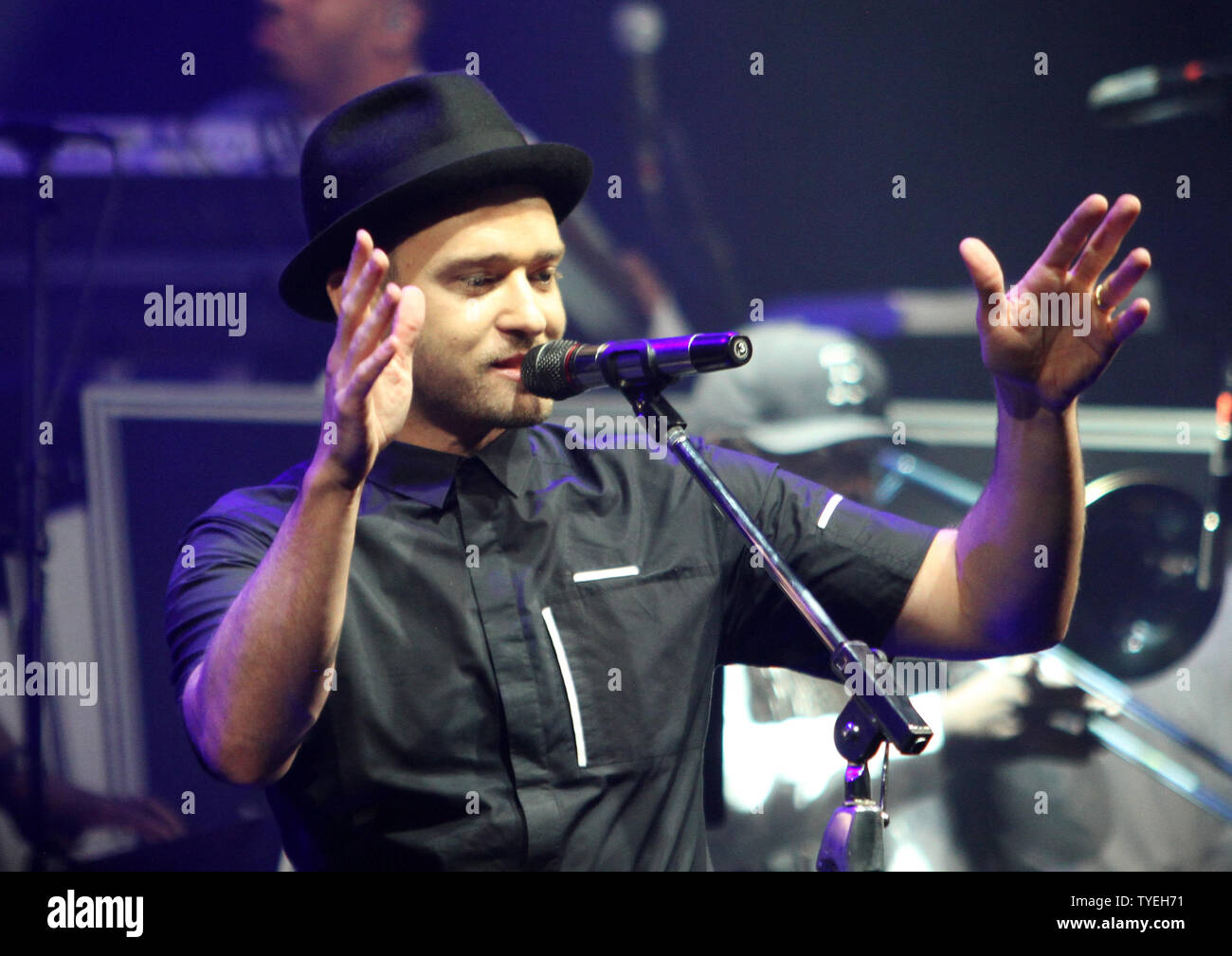Justin Timberlake performs during his Aftershow at the Fillmore in Miami Beach on August 16, 2013. UPI/Michael Bush Stock Photo