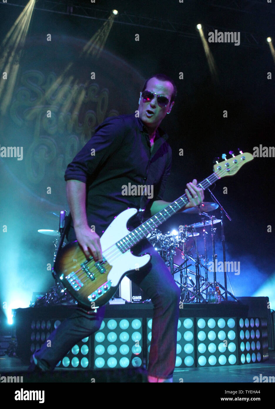 Robert DeLeo with Stone Temple Pilots performs at the BB & T Center in Sunrise, Florida on September 17, 2013.  UPI/Michael Bush Stock Photo