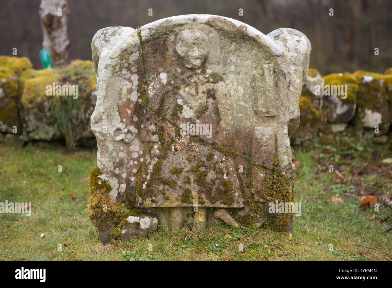 Old gravestone, Dunino Parish Church, Dunino, Fife, Scotland Stock