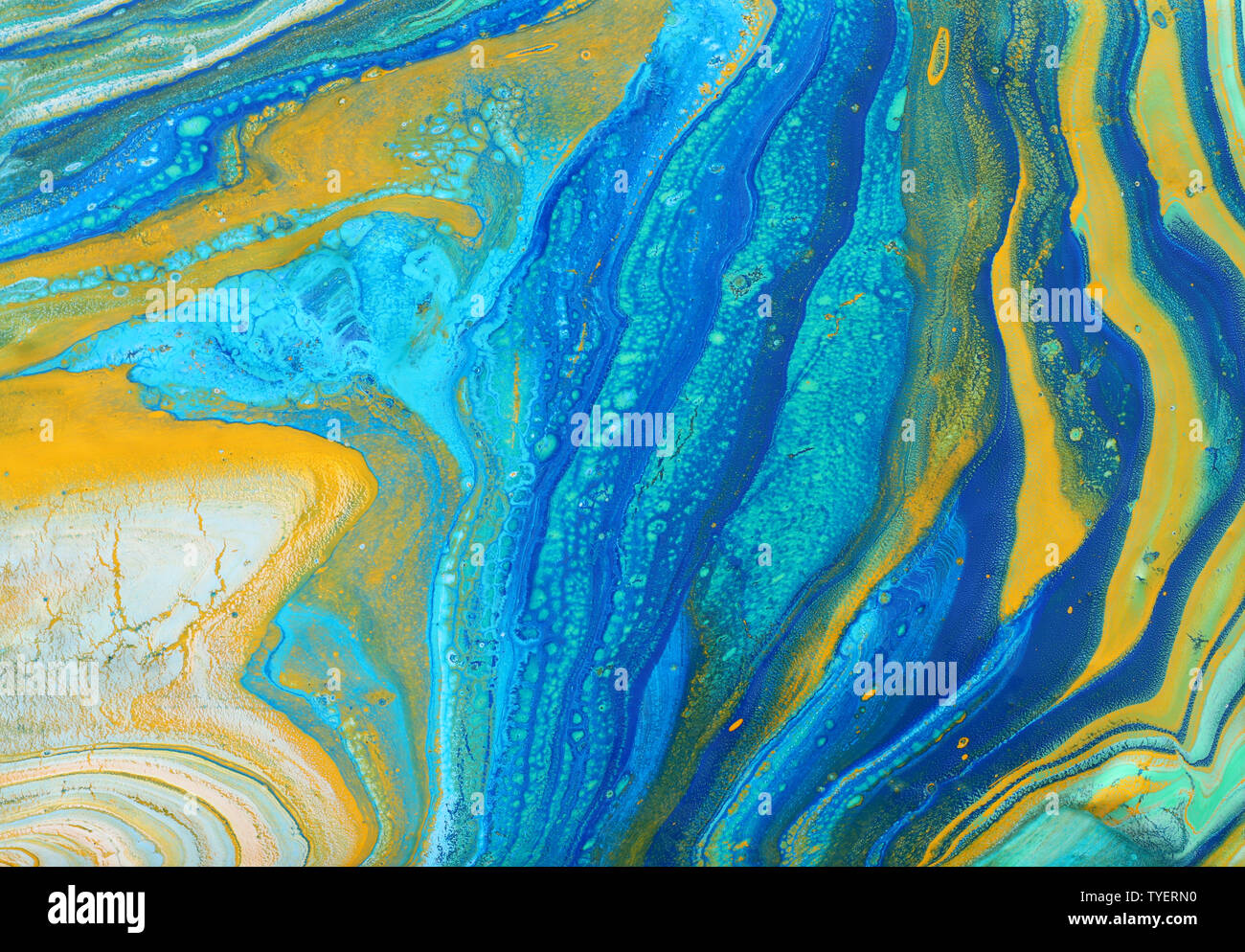 photography of abstract marbleized effect background. Blue, mint