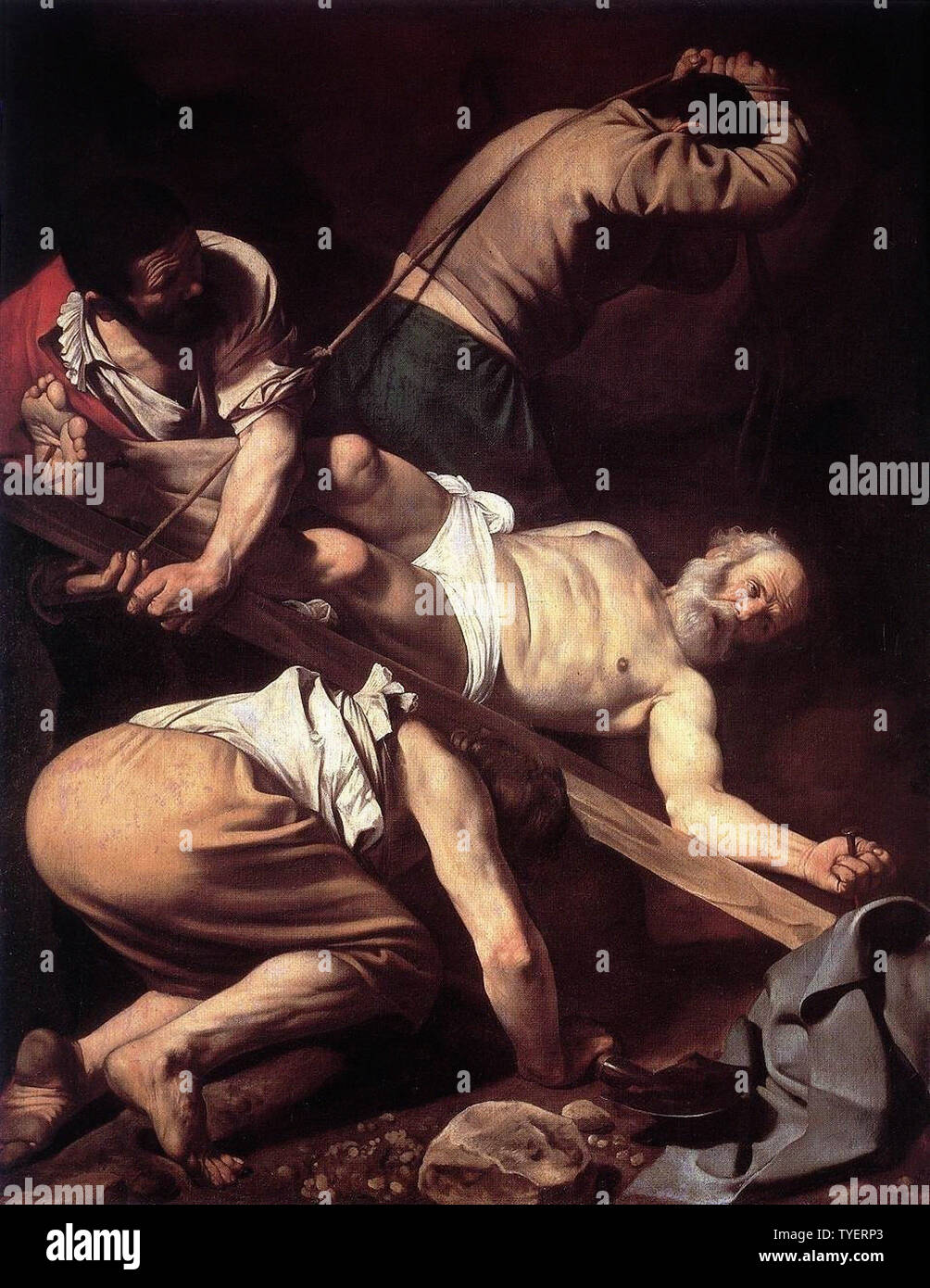 Michelangelo Merisi da Caravaggio - Crucifixion Saint Peter 1600 Stock Photo