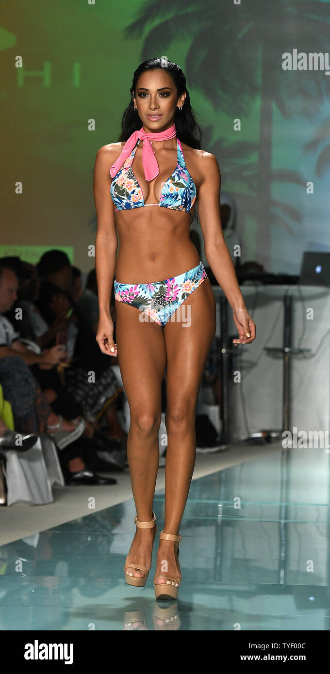 A runway model wears a swimsuit by designer Vichi during the Funkshion  Miami Swim Week in Miami Beach, Florida, July 20, 2017. Photo by Gary I  Rothstein/UPI Stock Photo - Alamy