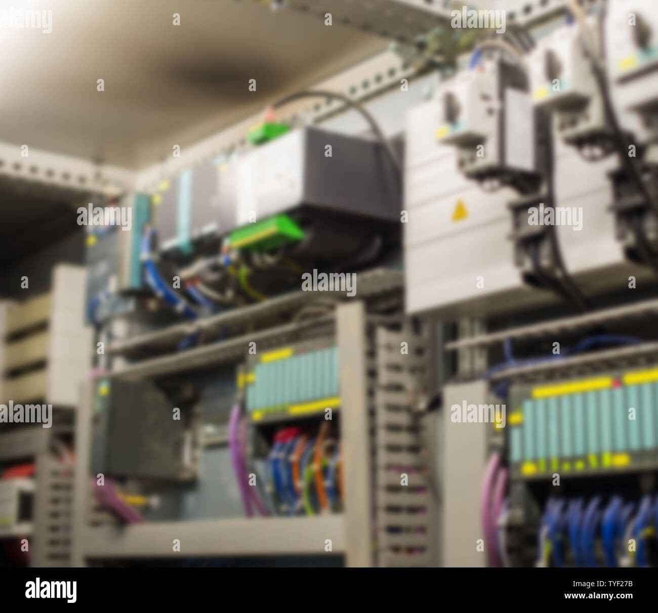 Electric control panel. Blurred engineering background Stock Photo Alamy