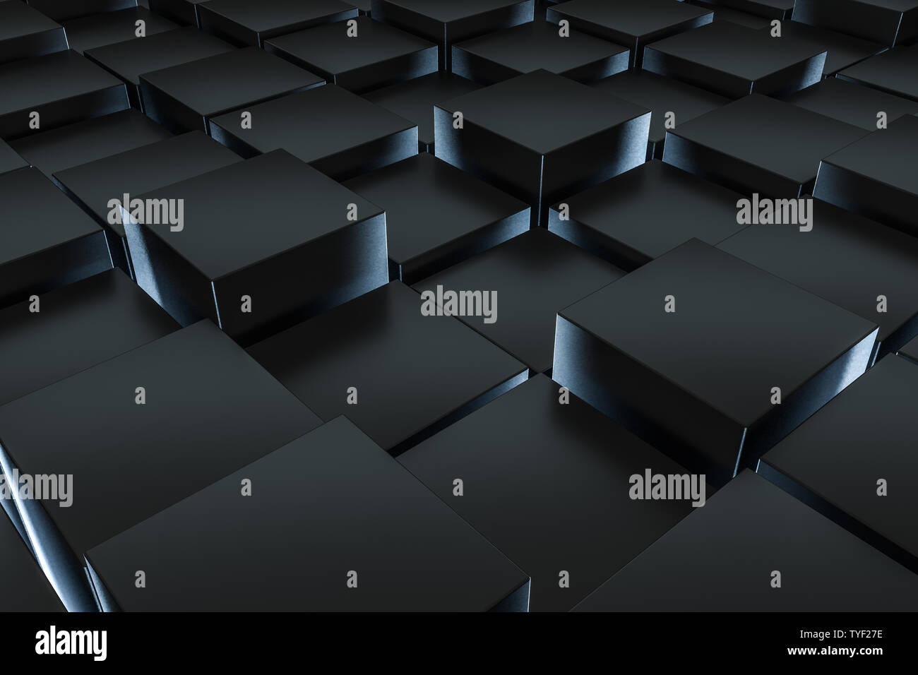 3D rendering dark squares glow effects Stock Photo