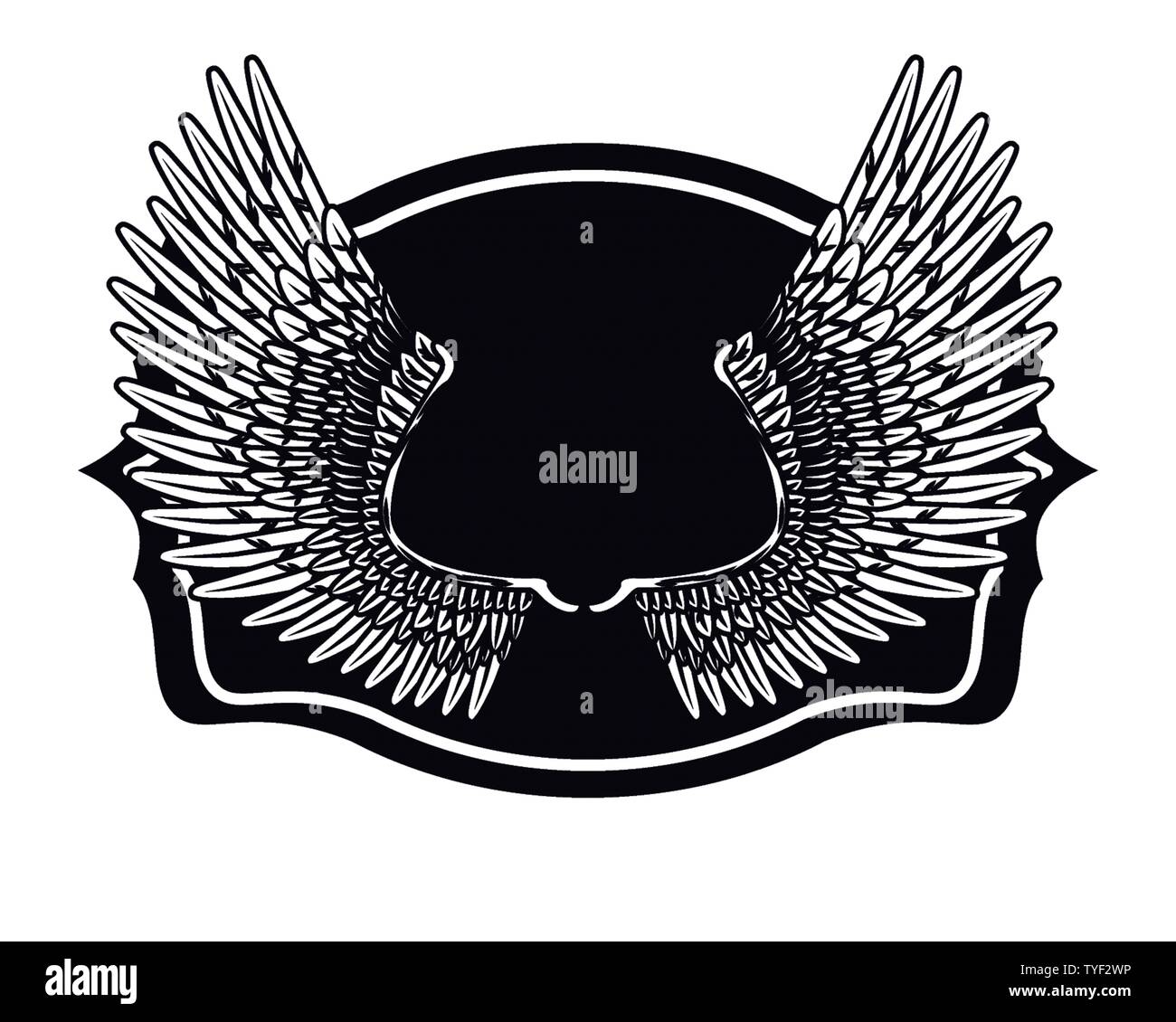 wings drawn with frame tattoo icon Stock Vector Image & Art - Alamy