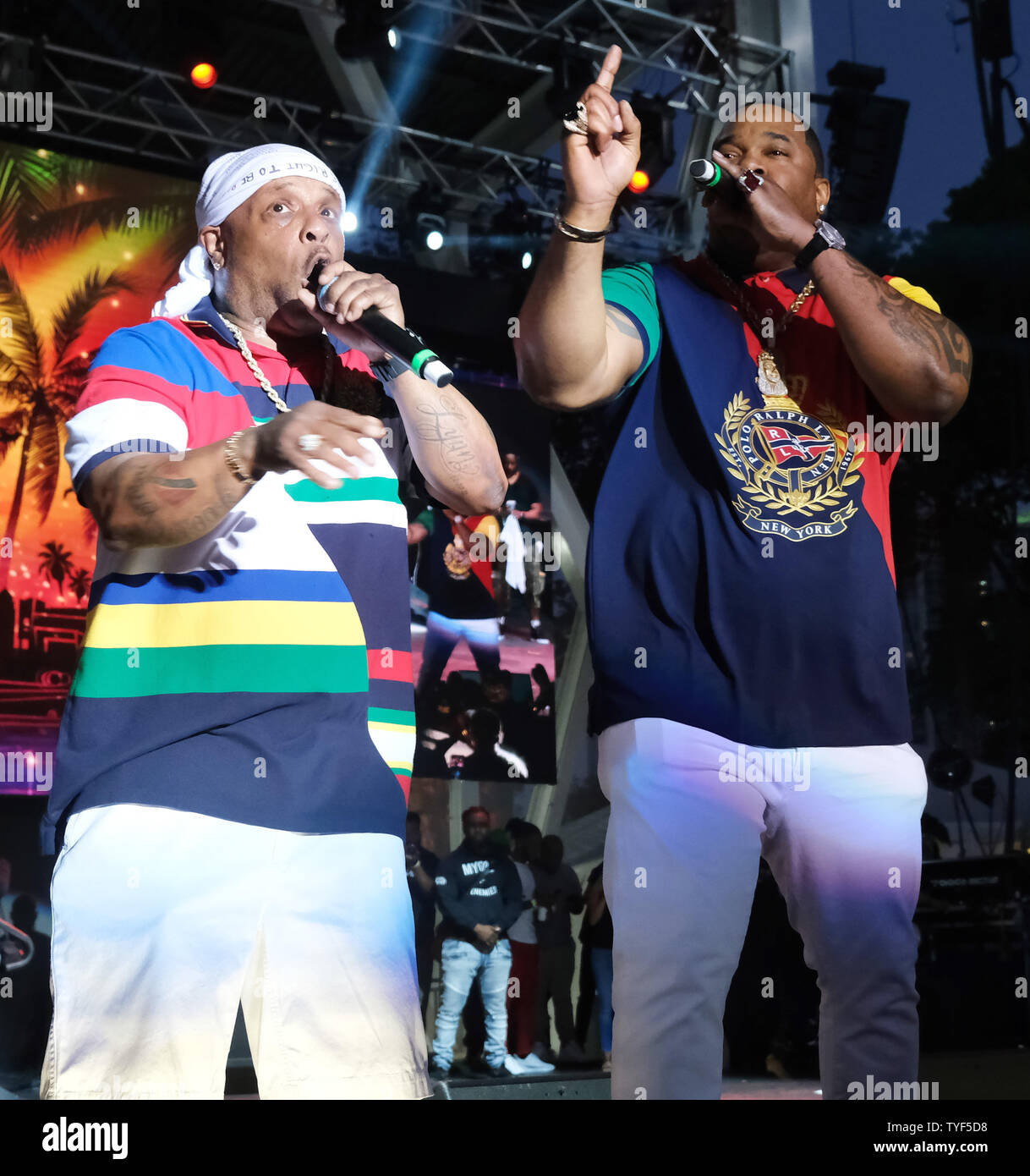 Spliff Star and Busta Rhymes (R) perform at the KAYA music fest at ...