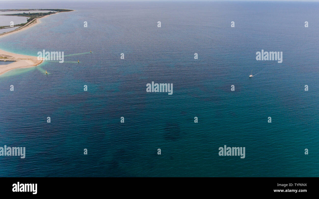 Aerial view of the yacht returning from the sea Stock Photo - Alamy