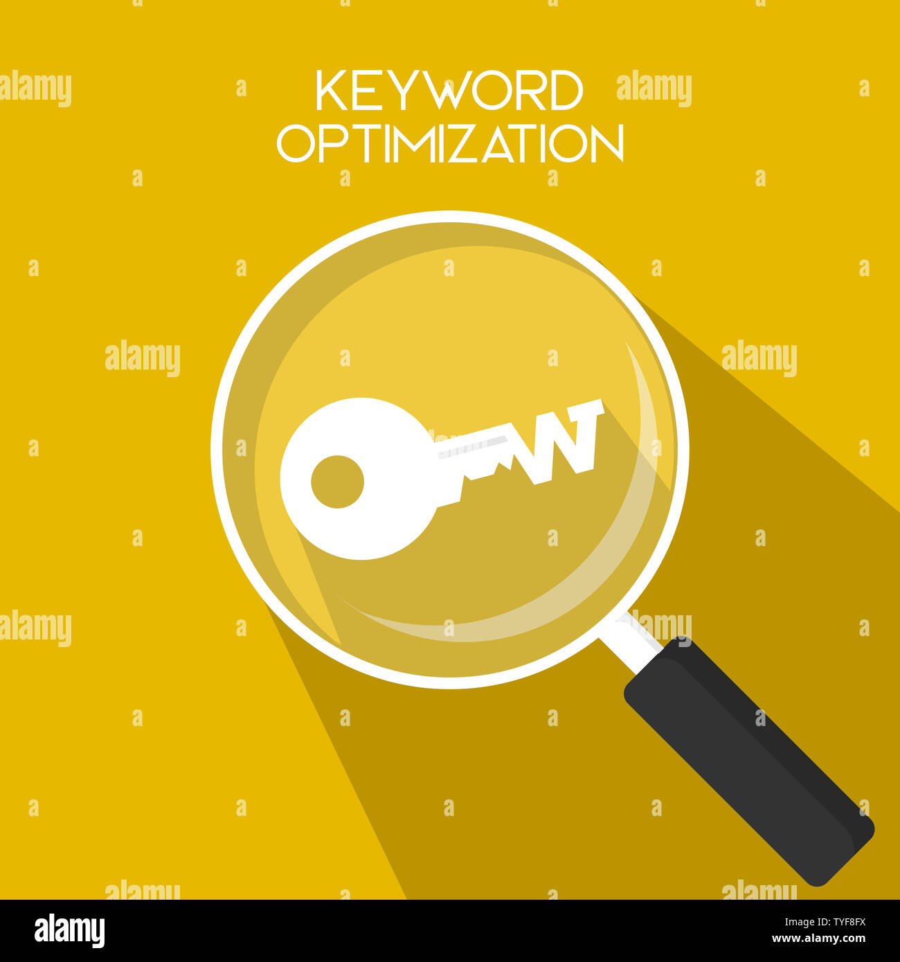 https www alamy com keywording optimization seo keyword research keywords ranking optimization on search engine long shadow simple key icon flat vector illustration image257876862 html