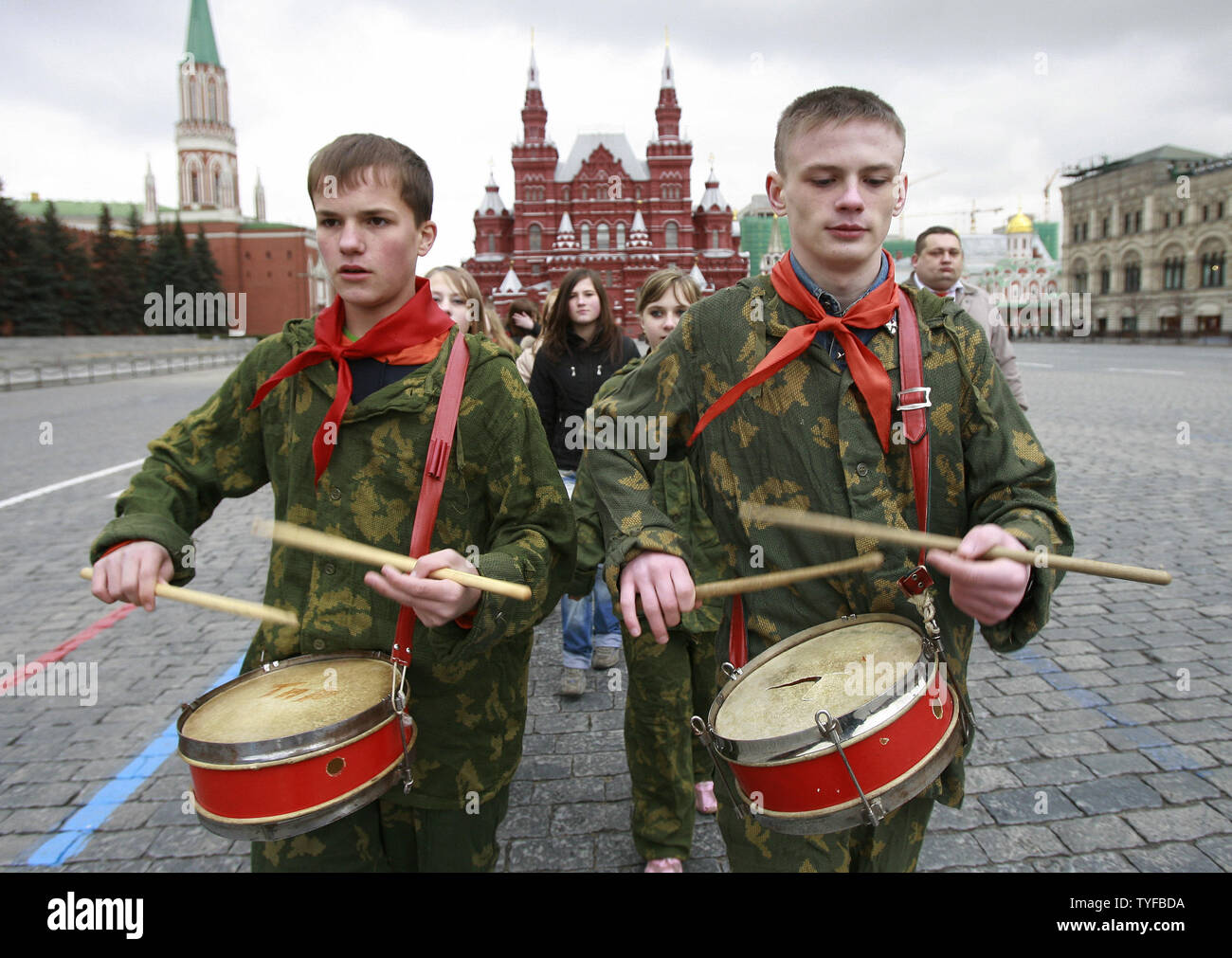Pro-Communist supporters walk to visit the Mausoleum of the Soviet ...