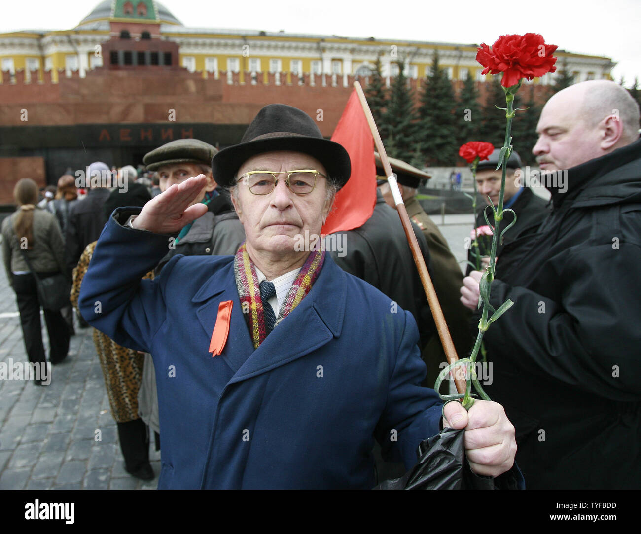 Pro-Communist supporters walk to visit the Mausoleum of the Soviet ...