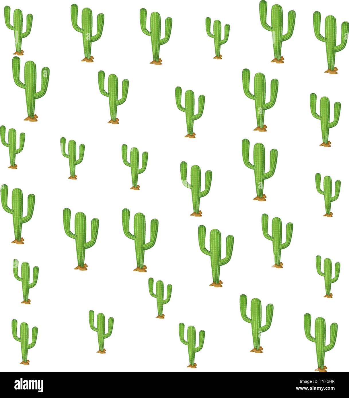 three cactus plant icon cartoon pattern wallpaper background Stock