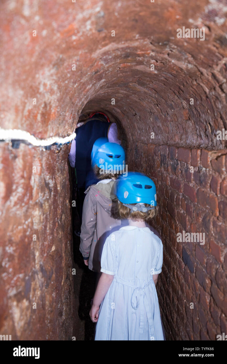 Family including children / kid / kids and young girl follow a group