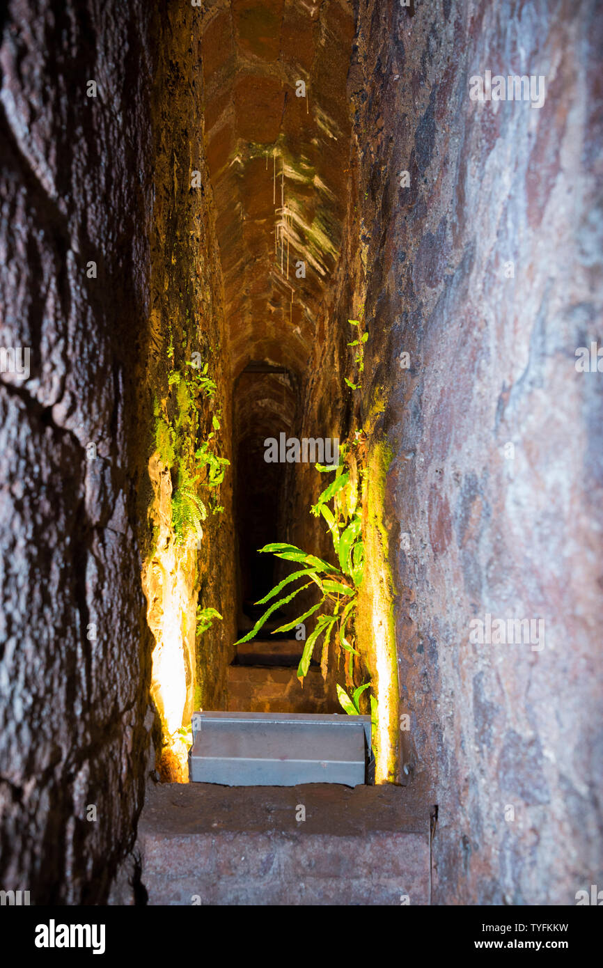 View of the narrow passage that forms Exeter's underground passages and