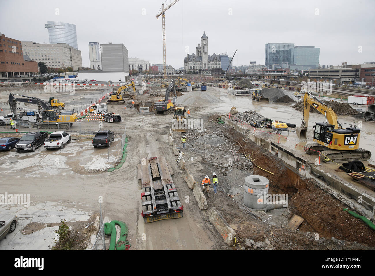 Workers Are Busy At A Construction Site In Nashville Yards On November 14 18 In Nashville Tennessee As Amazon Announced Its Second Headquarters Will Be Located In New York City And Northern