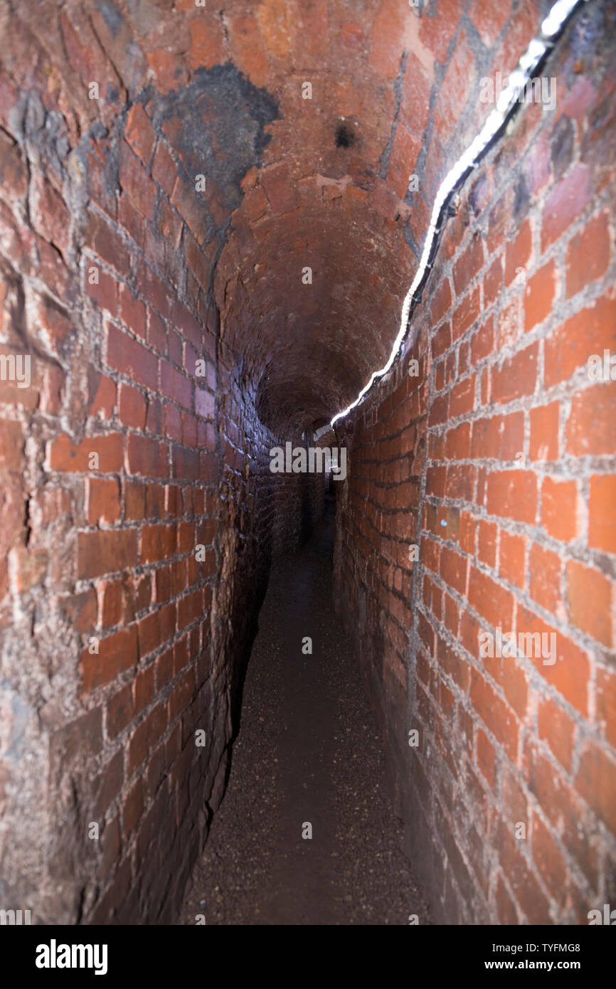 View of the narrow passage that forms Exeter's underground passages and