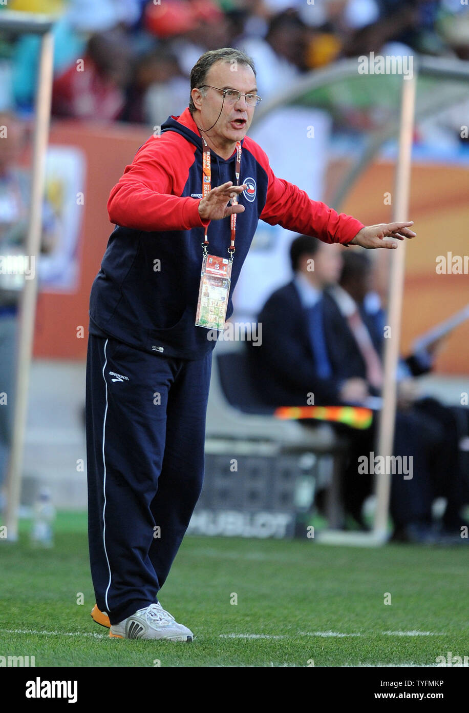 Chile manager Marcelo Bielsa during the Group H match at the Mbombela Stadium in Nelspruit, South Africa on June 16, 2010. UPI/Chris Brunskill Stock Photo