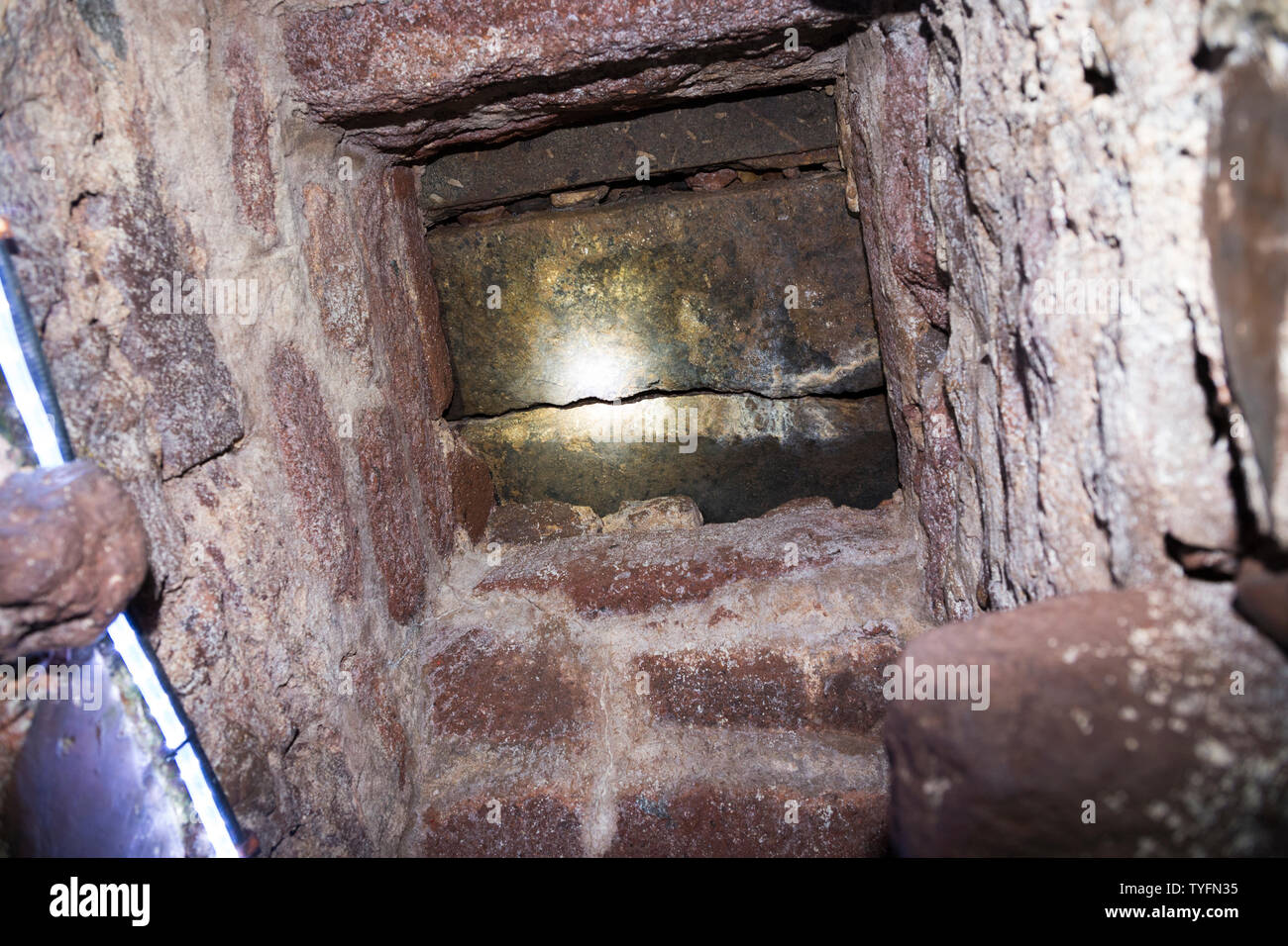 An ancient hatch in the ceiling to allow access to Exeter's underground