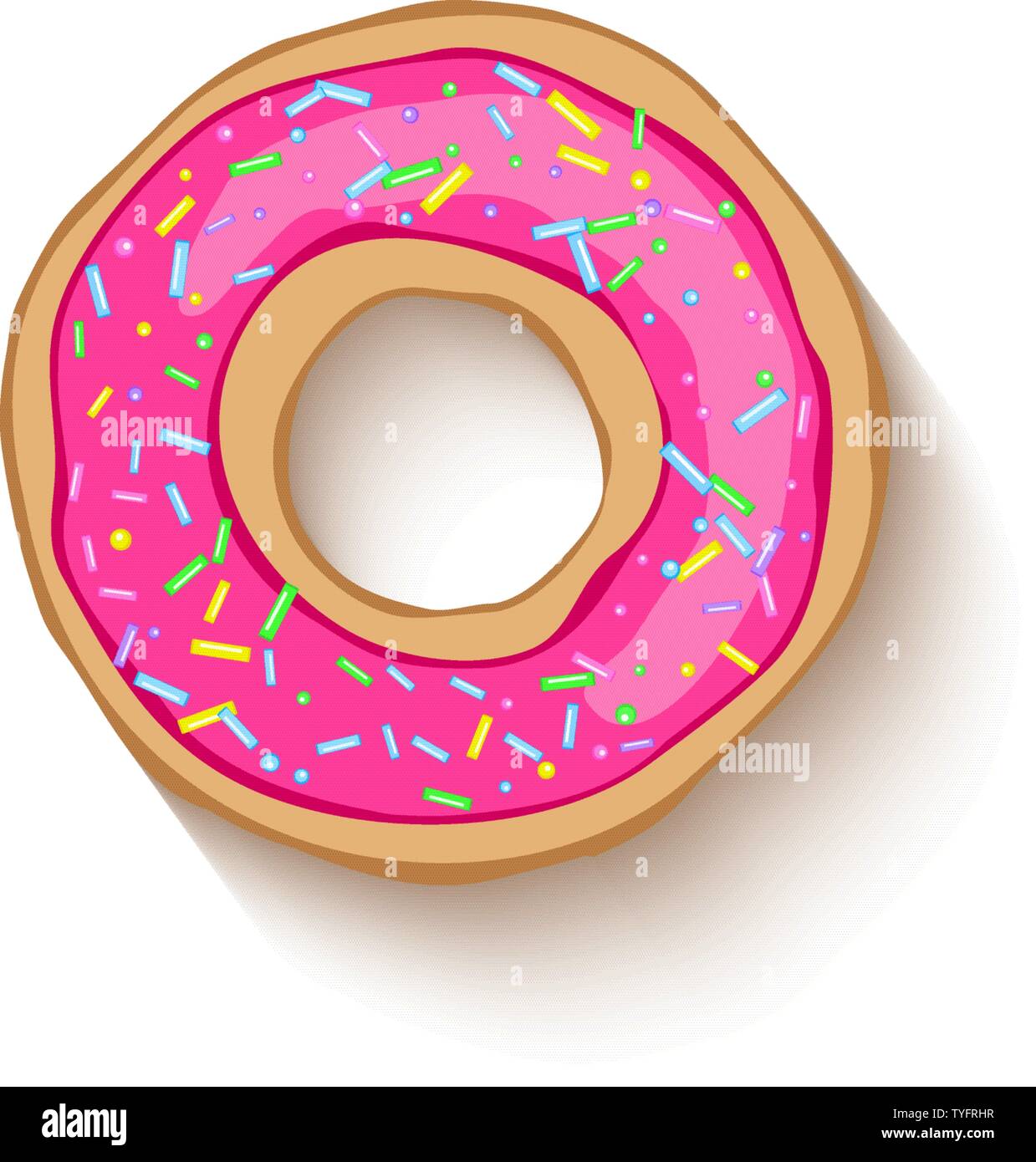 Donut with Pink Icing and Sweet Grains Stock Vector Image & Art - Alamy