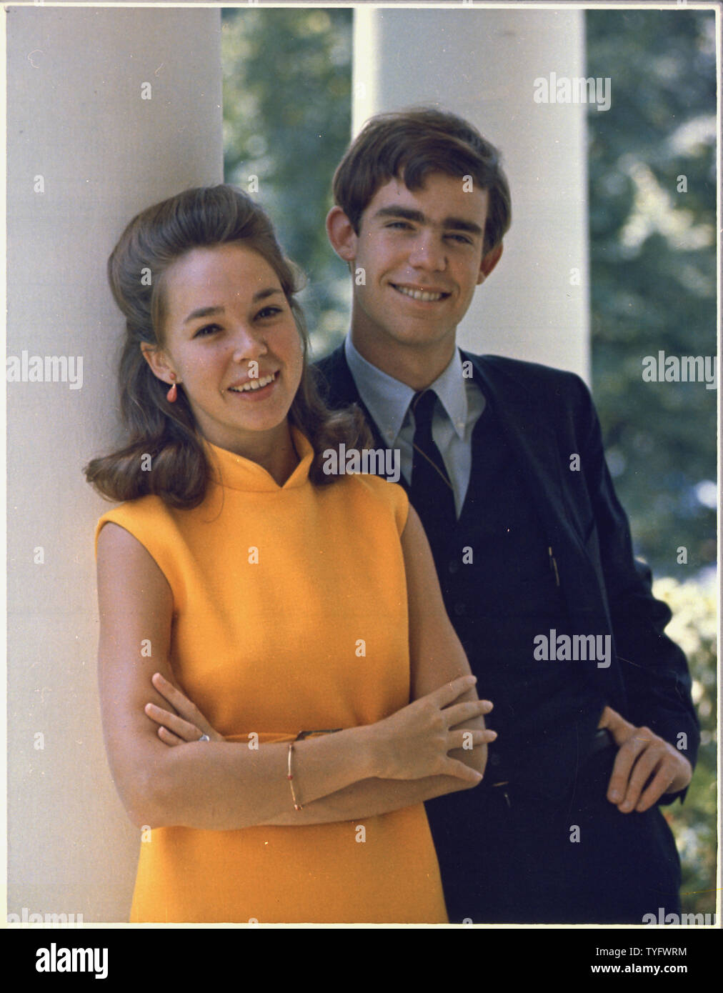 portrait of Julie and David Eisenhower outside the White House.; Scope ...