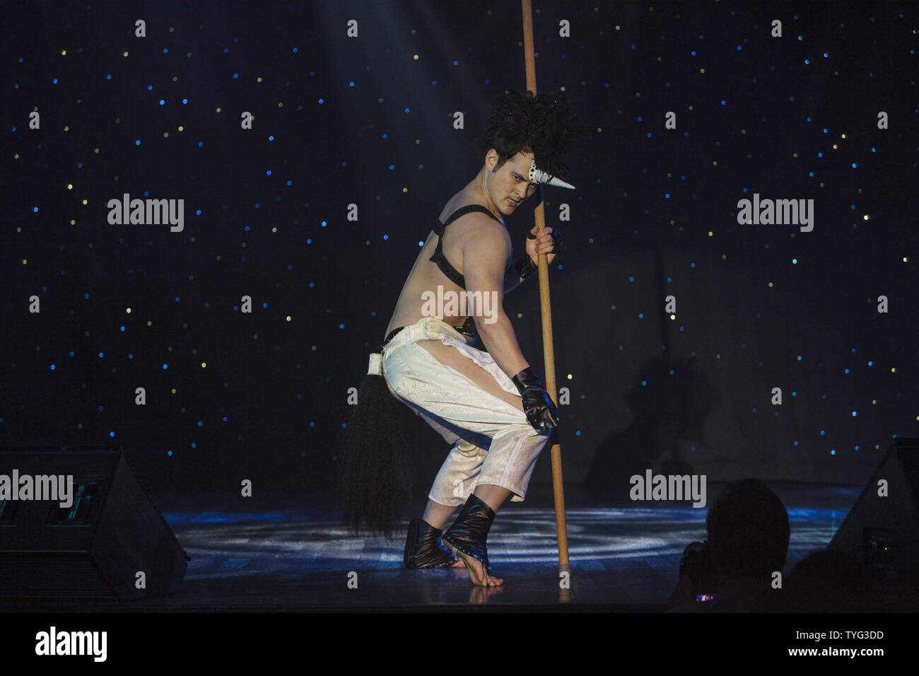 Bazuka Joe works the crowd during the first all male burlesque show at