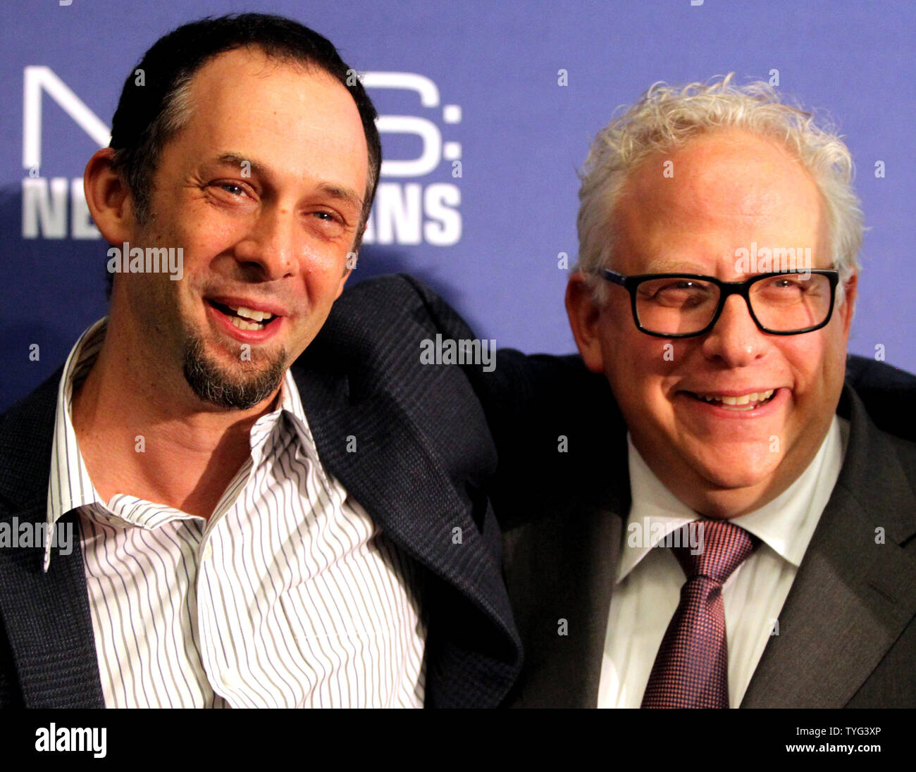 Executive producers Jeffrey Lieber, left, and Gary Glasberg arrives  on the red carpet at the National WWII Museum in New Orleans for the premiere of the new television series 'NCIS: New Orleans' airing on CBS this fall, September 17, 2014.    UPI/A.J. Sisco Stock Photo