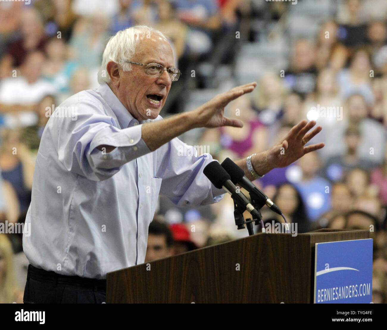 U.S. Senator and presidential candidate Bernie Sanders speaks during a ...