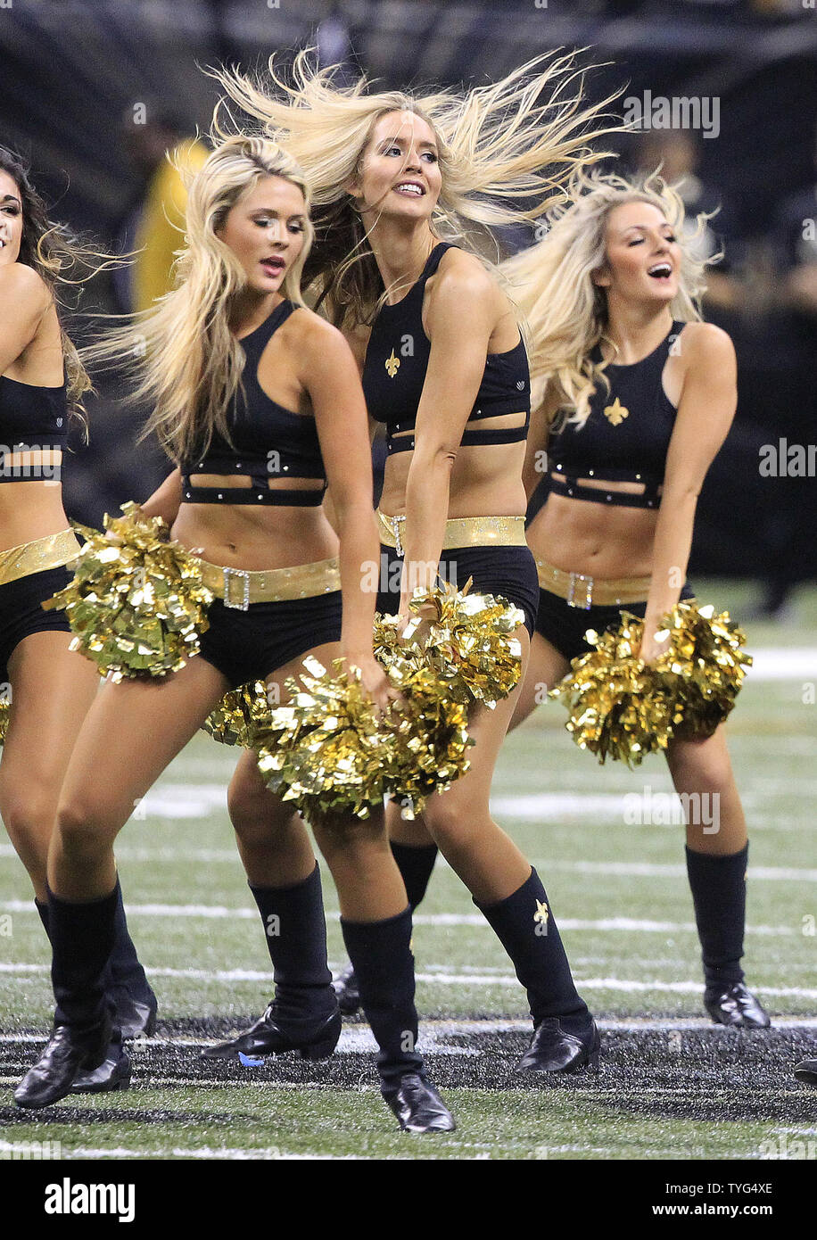 New Orleans Saints cheerleaders entertains the crowd during a break in the  action with the Carolina