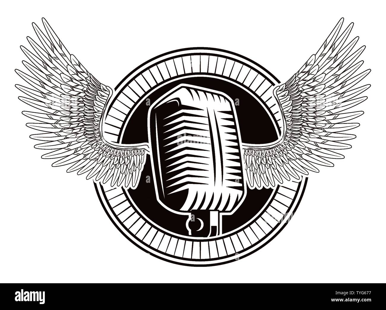 antique microphone with wing drawn Stock Vector Image & Art - Alamy