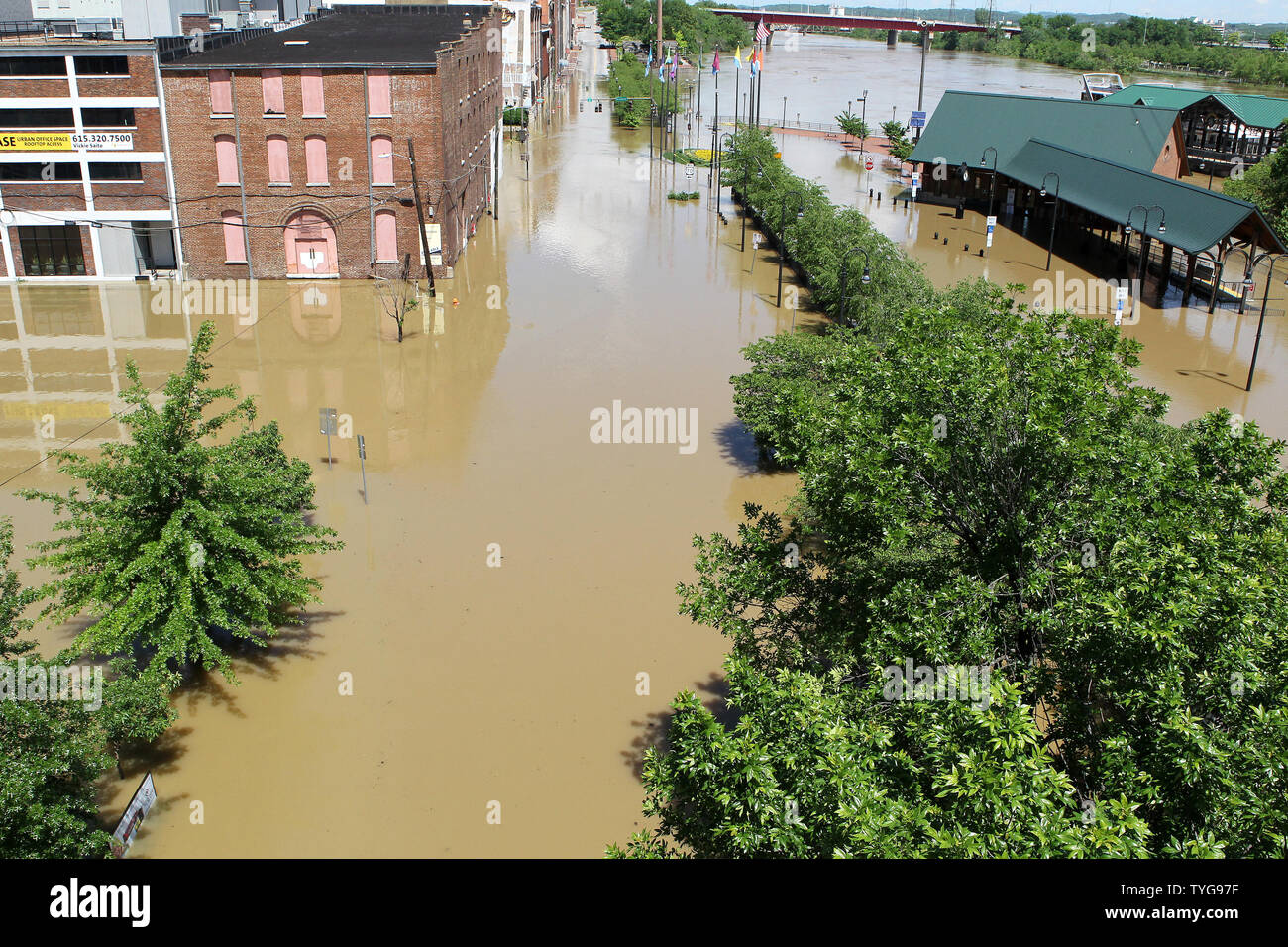 Downtown Nashville is seen following flooding from the Cumberland River