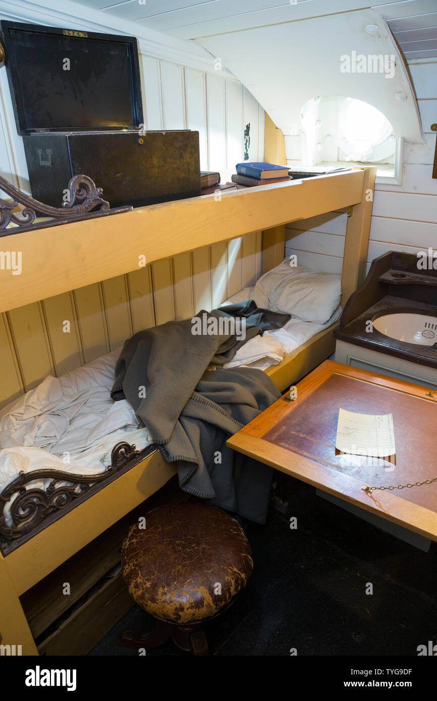 Chief Steward 's cabin. on board the SS Great Britain. Promenade saloon deck. Brunel's ship is now a museum attraction in drydock at Bristol, UK (109) Stock Photo