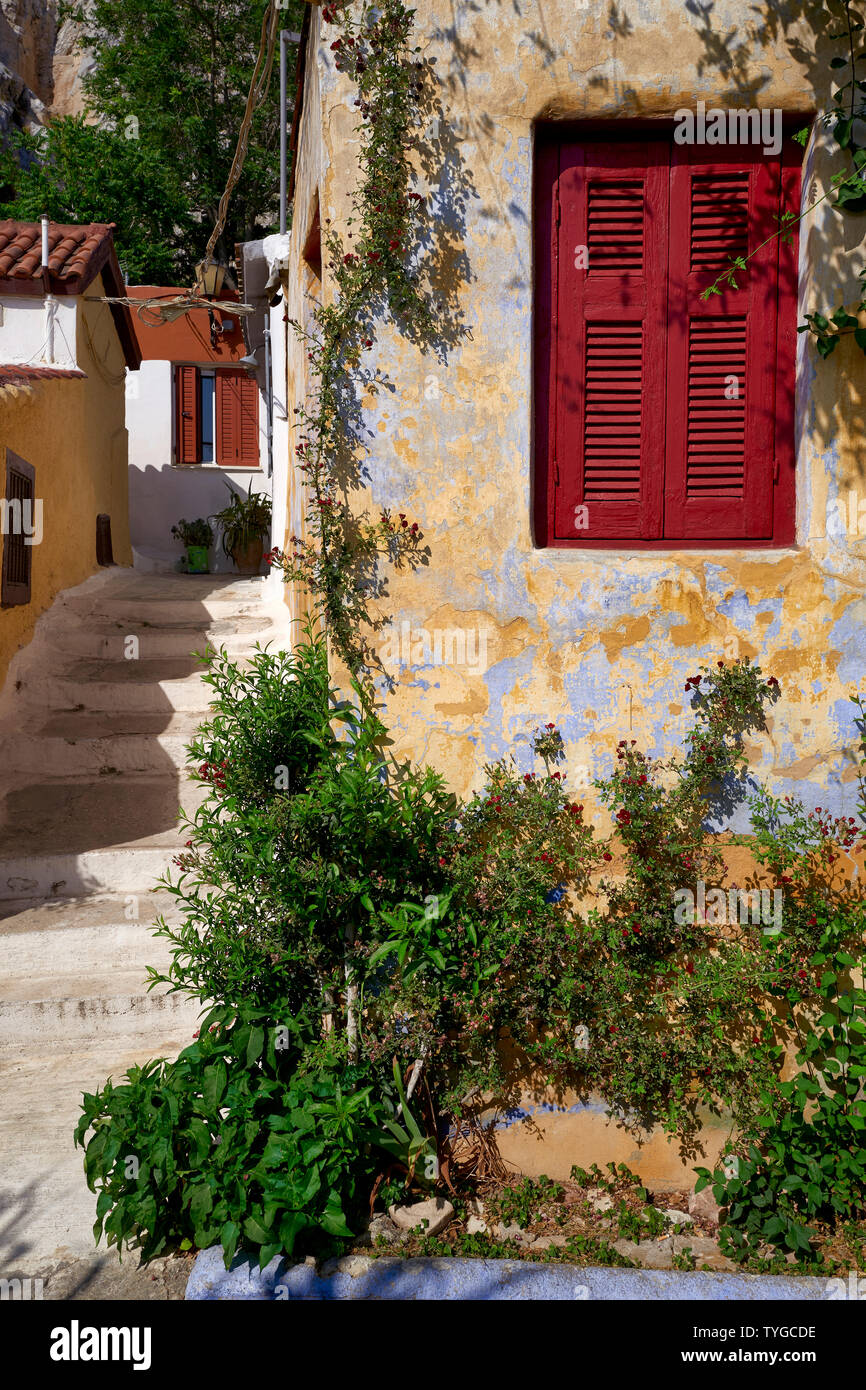 Athens Greece. The picturesque Anafiotika quarter Stock Photo