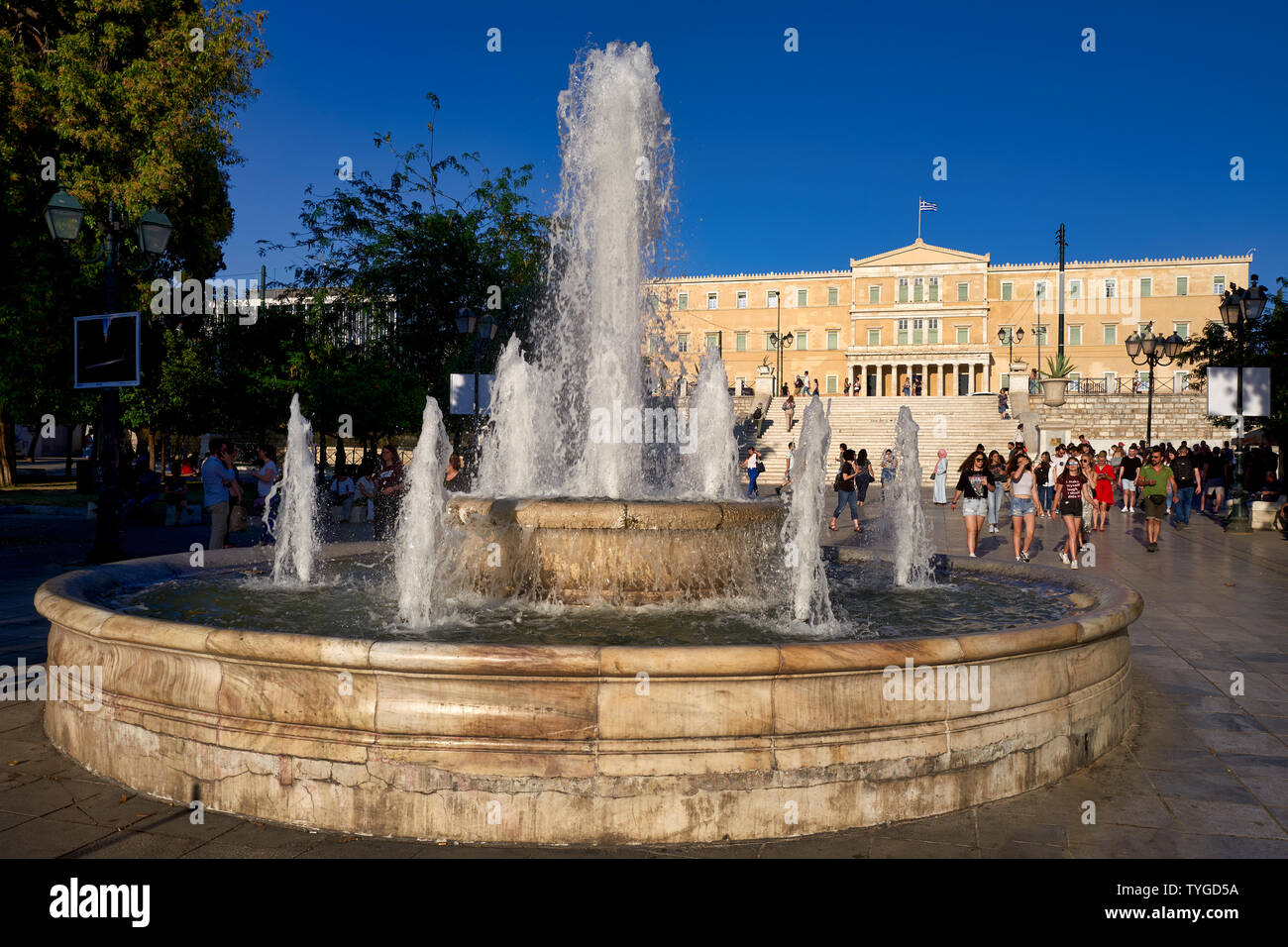 Athens Greece. Syntagma Square and the Hellenic Parliament Stock Photo