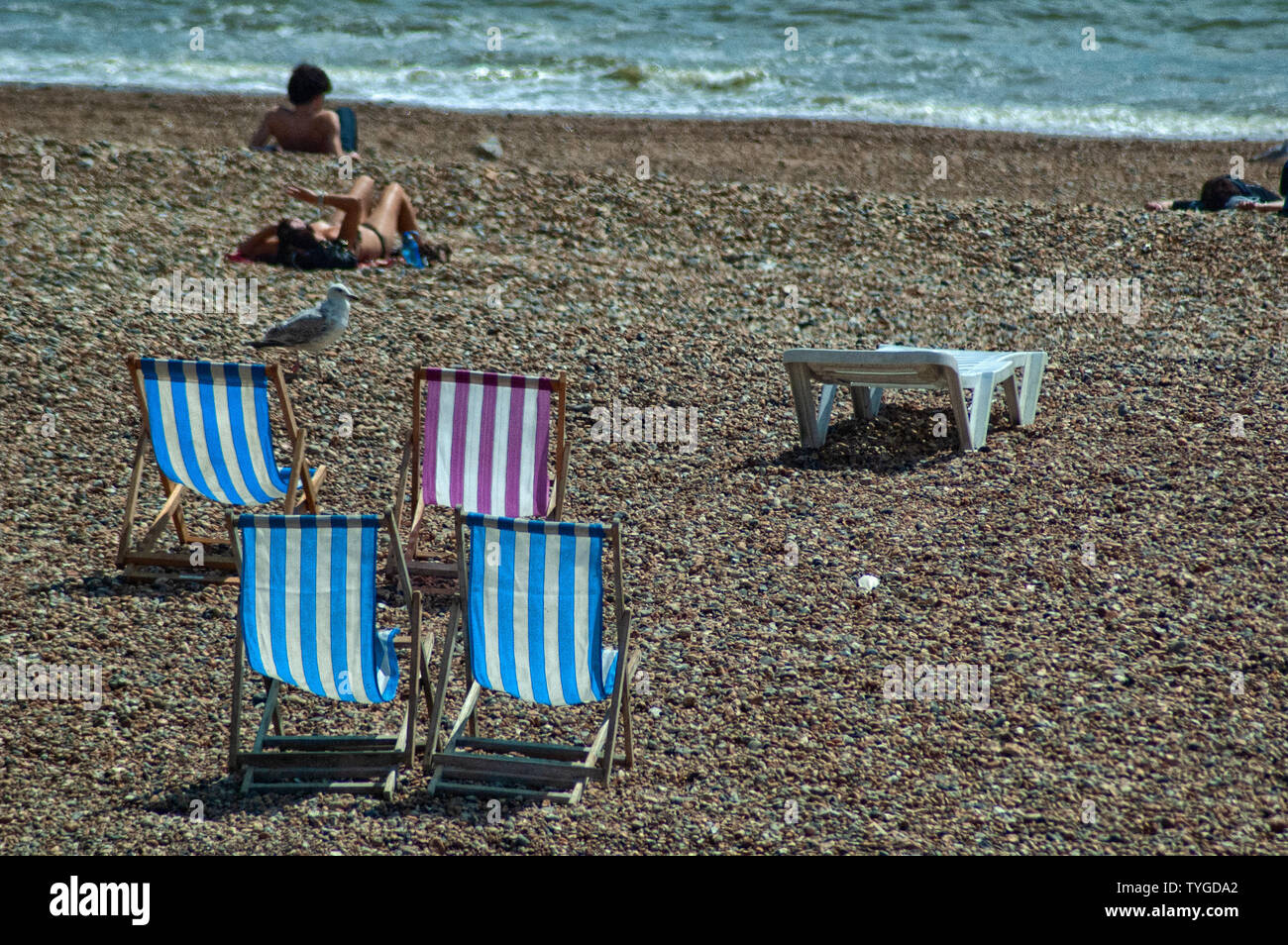 A sunny day on Brighton beach Stock Photo