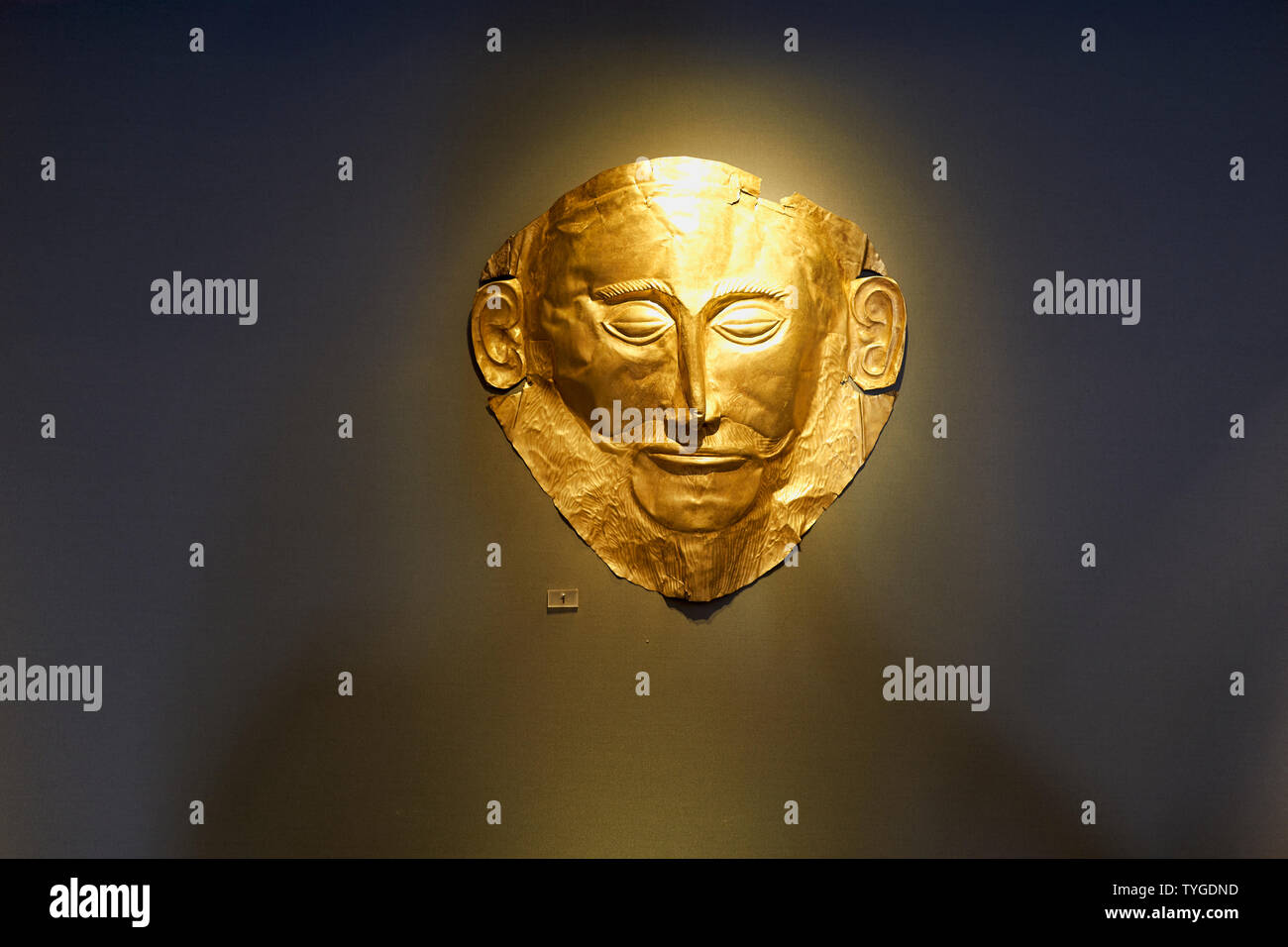Athens Greece. The Agamennon golden mask inside the National Archaeological Museum Stock Photo