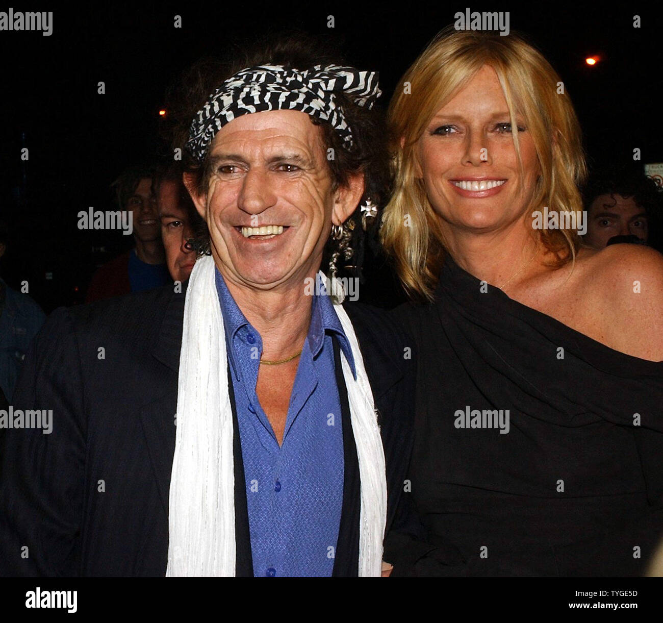 Keith Richards of the Rolling Stones and his wife attend the October 29,  2003 New York launch party for the DVD collection "Four Flicks" which  documents the Stones 2002/2003 "Licks" World tour. (