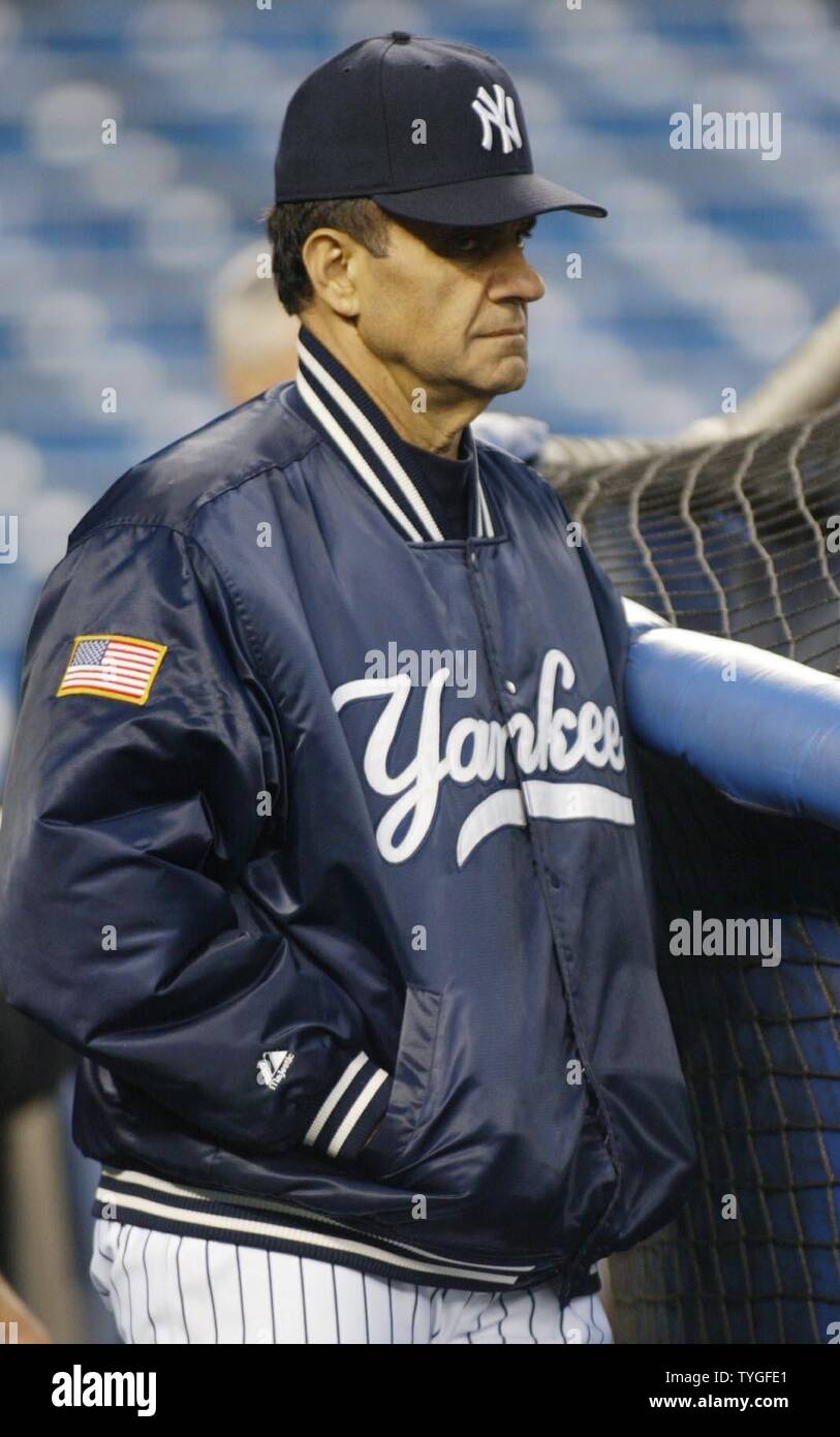 New York Yankees' manager Joe Torre watches batting practice before the  final game of the American League championship series against the Boston  Red Sox at Yankee Stadium on October 20, 2004 in