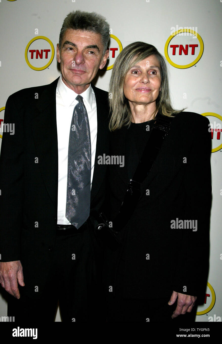 Richard Benjamin and wife Paula Prentiss pose for pictures at the special screening of TNT's 'The Goodbye Girl' at Cinema 1 in New York on January 12, 2004.   (UPI Photo/Laura Cavanaugh) Stock Photo