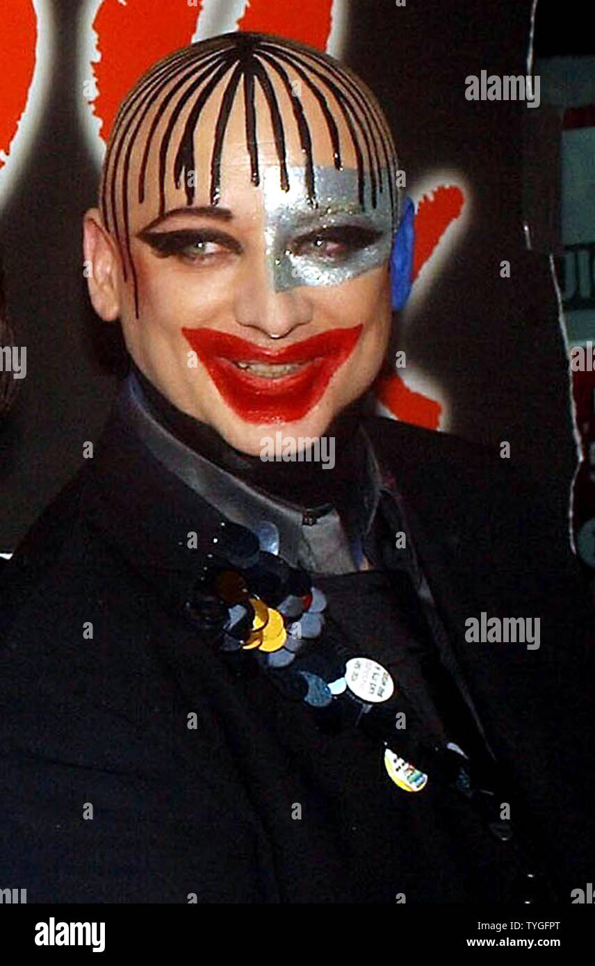 Composer and lyricist Boy George shown in this Sept. 2003 photo announced on Jan. 14, 2004 that his  Broadway musical 'Taboo', which he wrote and stars in and is produced by Rosie O'Donnell will close on Feb. 3, 2004 losing her $10 million dollar investment.  (UPI/Ezio Petersen) Stock Photo