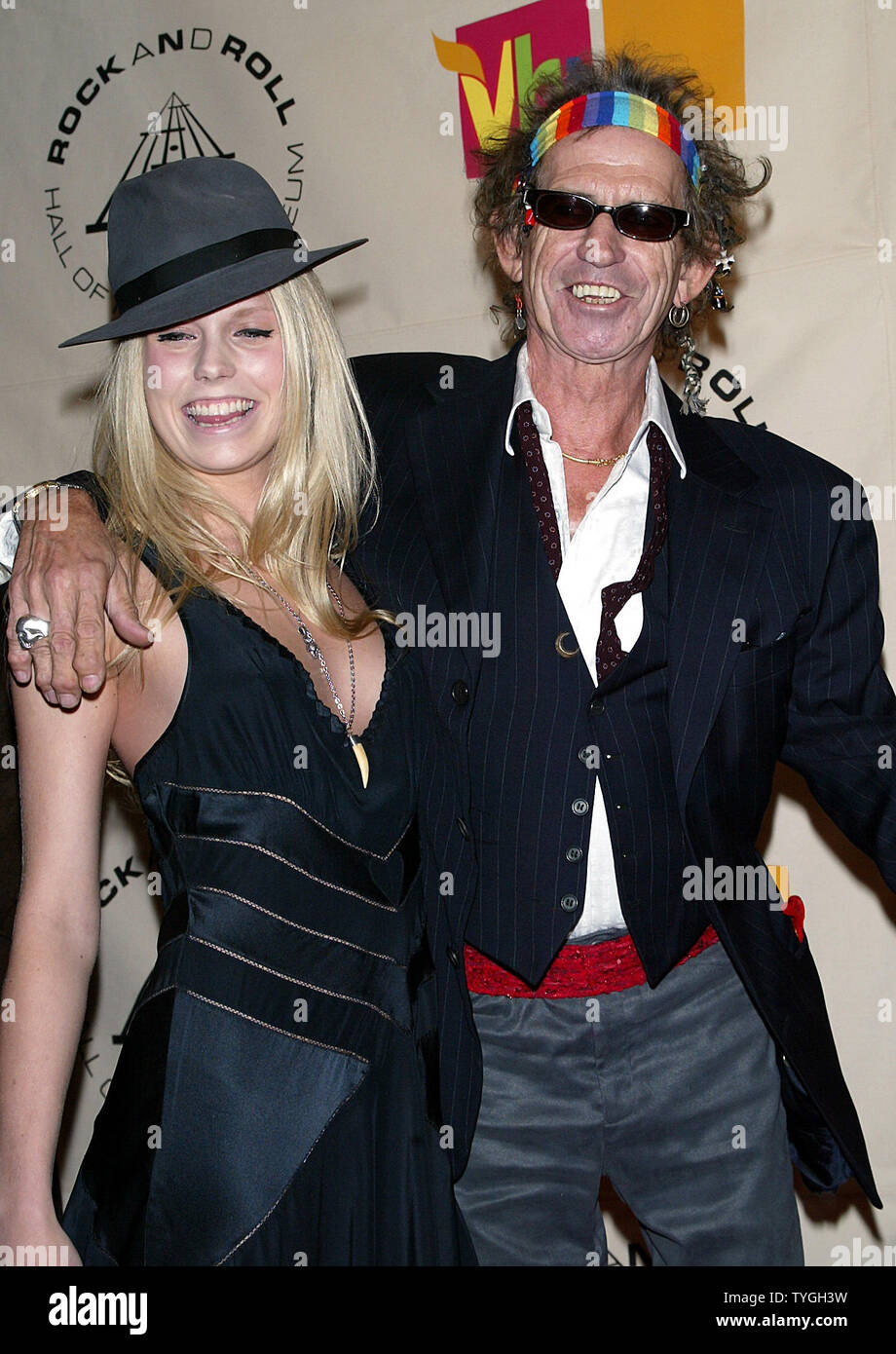 Keith Richards and daughter Theodora pose for pictures at the Rock