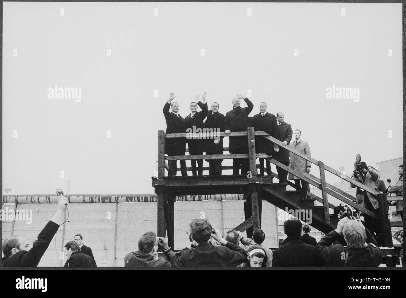 President Nixon visits the Berlin Wall at Moritzplatz, Berlin; Scope