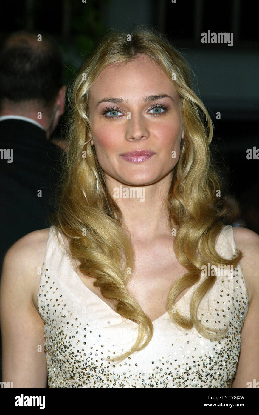 Diane Kruger poses for pictures at the premiere of 'Troy' at the Ziegfeld Theater in New York on May 10, 2004.   (UPI Photo/Laura Cavanaugh) Stock Photo