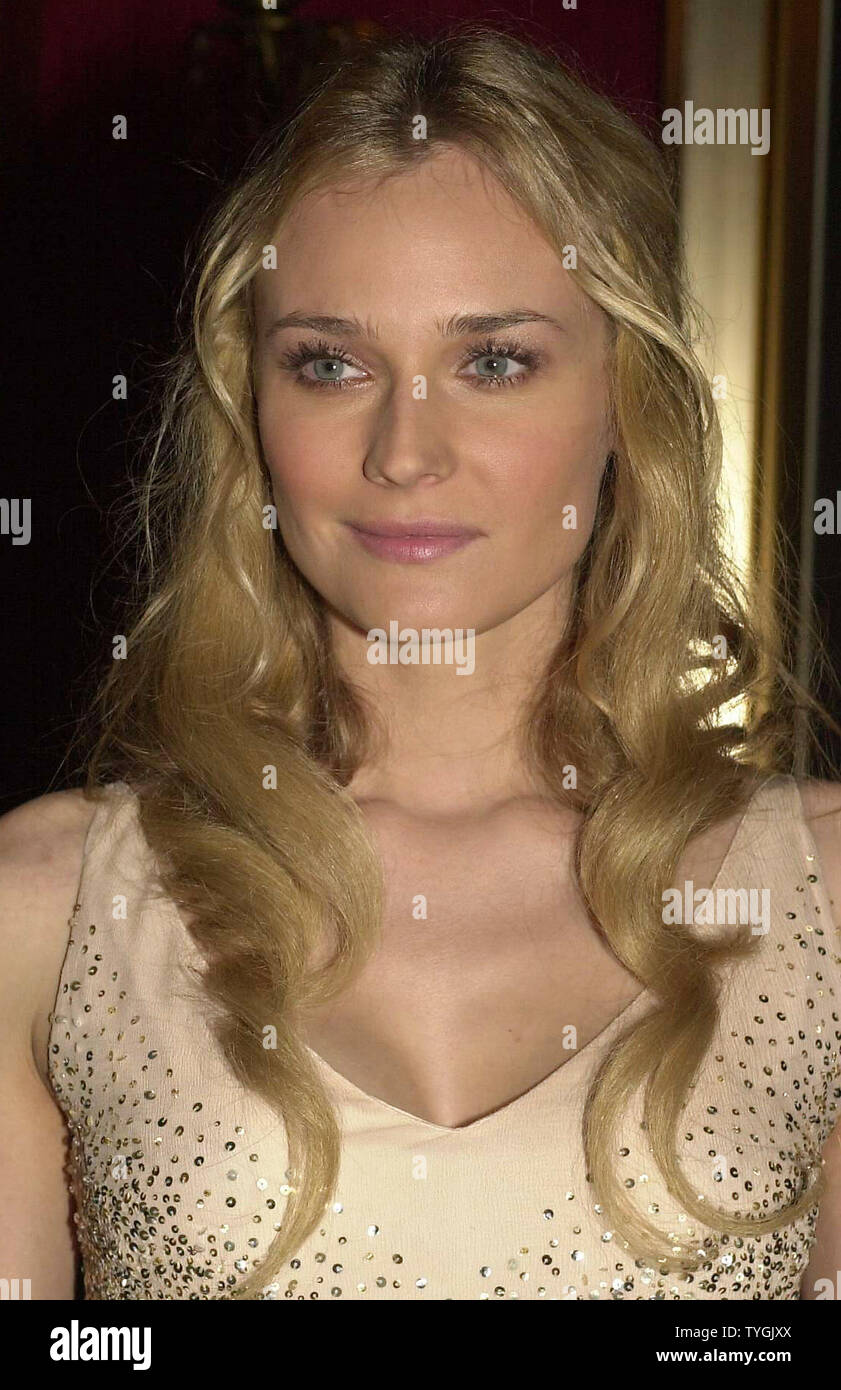 Actress Diane Kruger who plays Helen of Troy poses for the media at the May 10, 2004 U.S. premiere in New York of Brad Pitt new film 'Troy'  (UPI/Ezio Petersen) Stock Photo