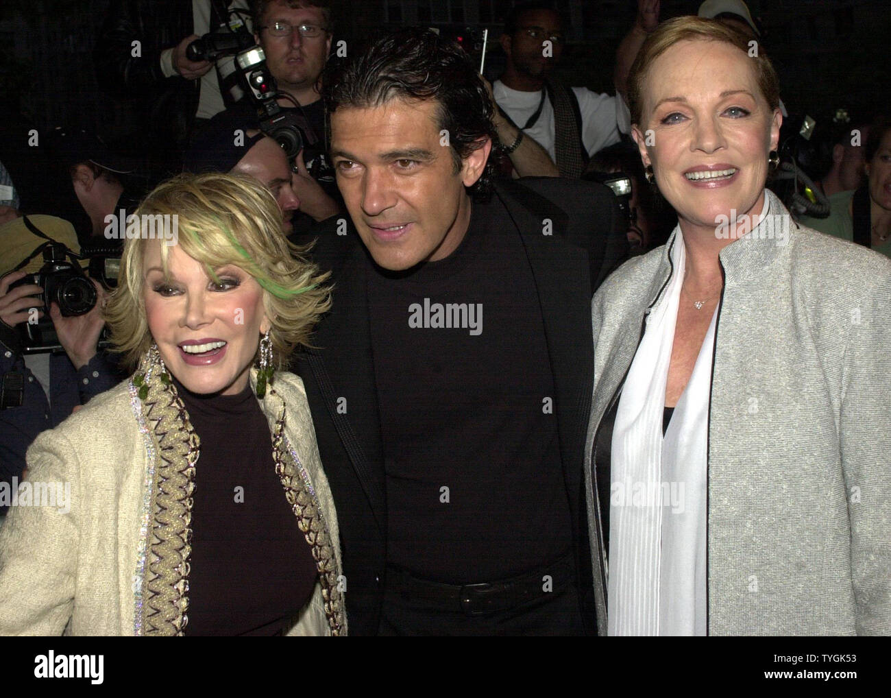 Film cast members Joan Rivers , Antonio Banderas and Julie Andrews